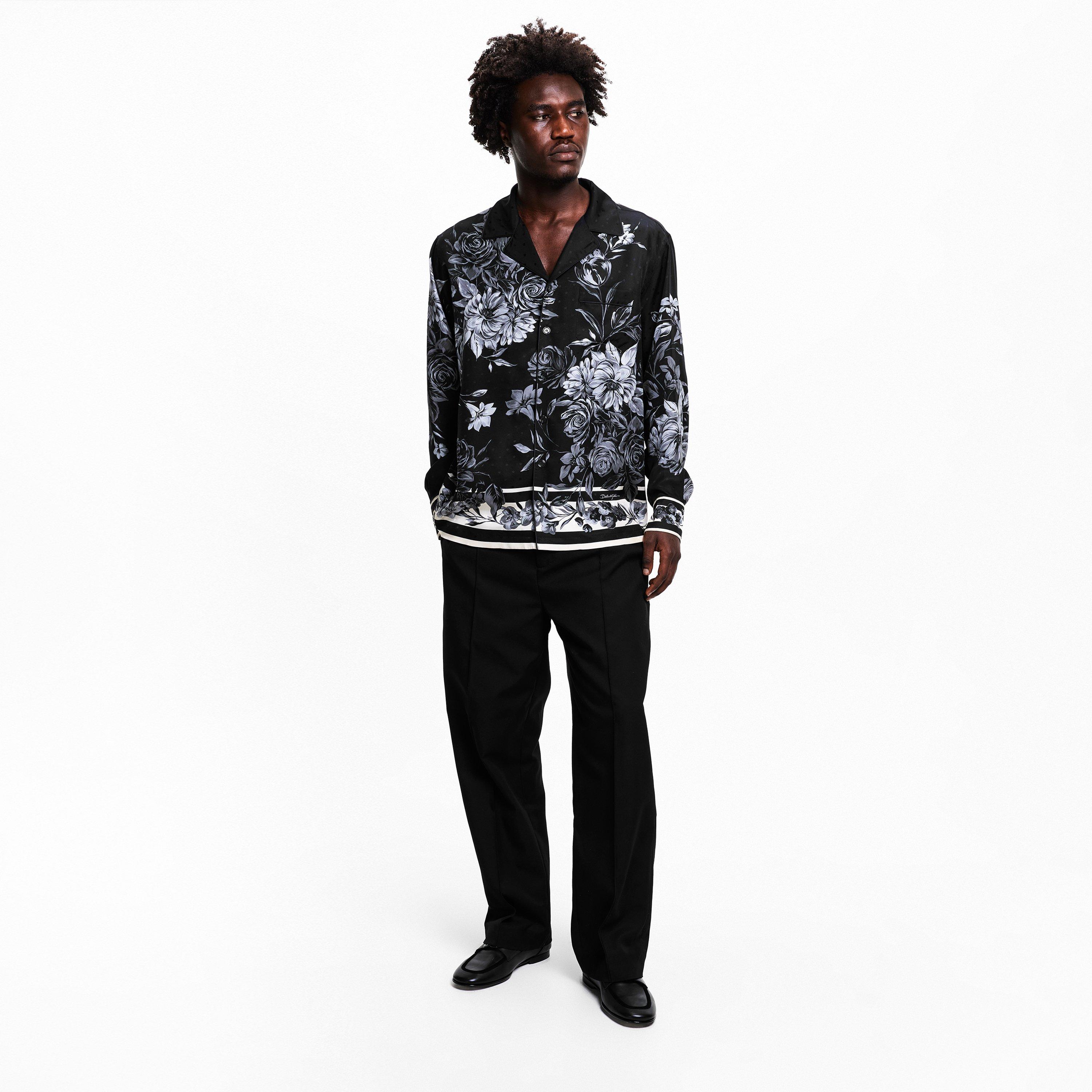 Black - Dolce and Gabbana - Men's Bouquet Long Sleeve Patterned Shirt - 6