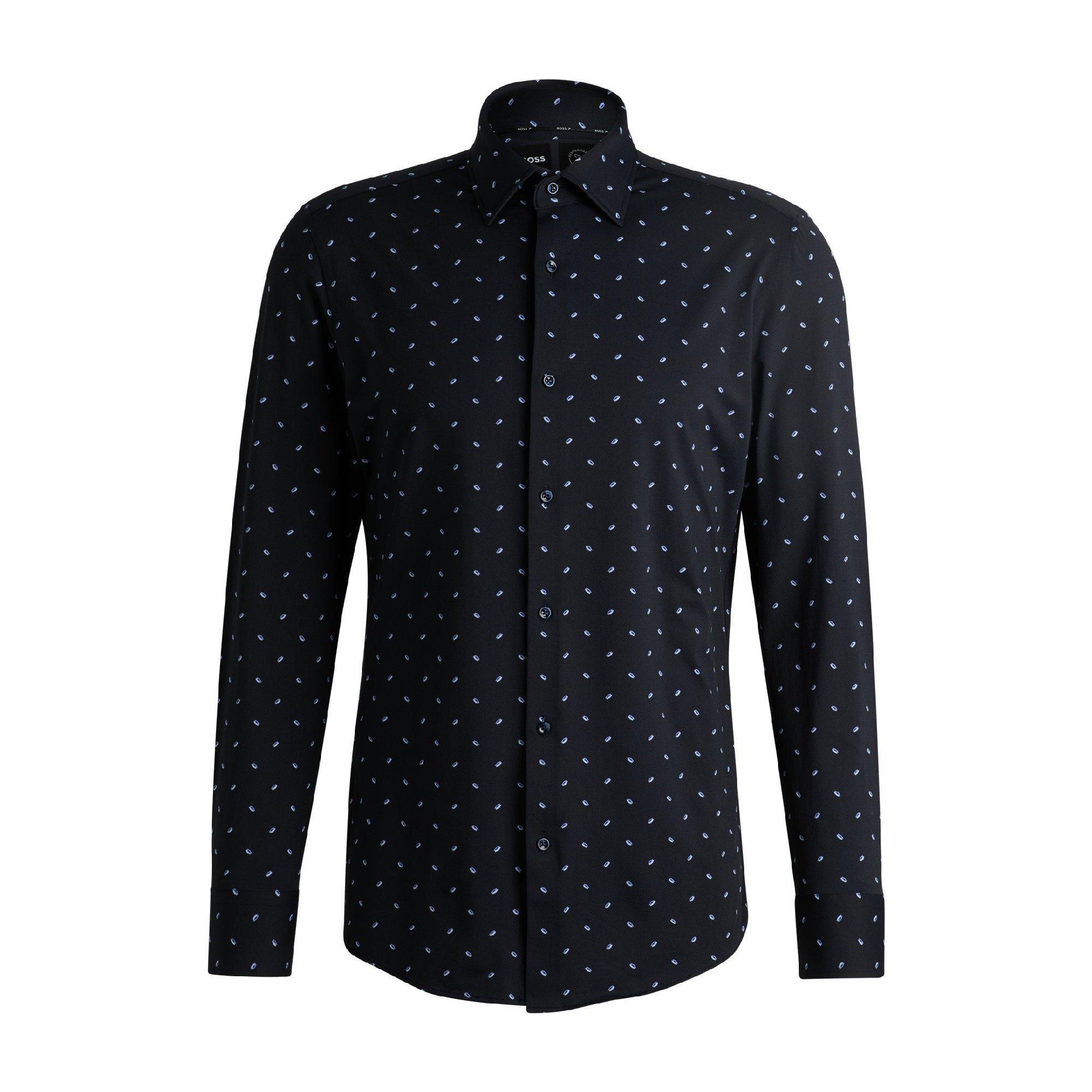 Dark Blue - Boss - Men's P Hank Kent Long Sleeve Oxford Shirt - 1