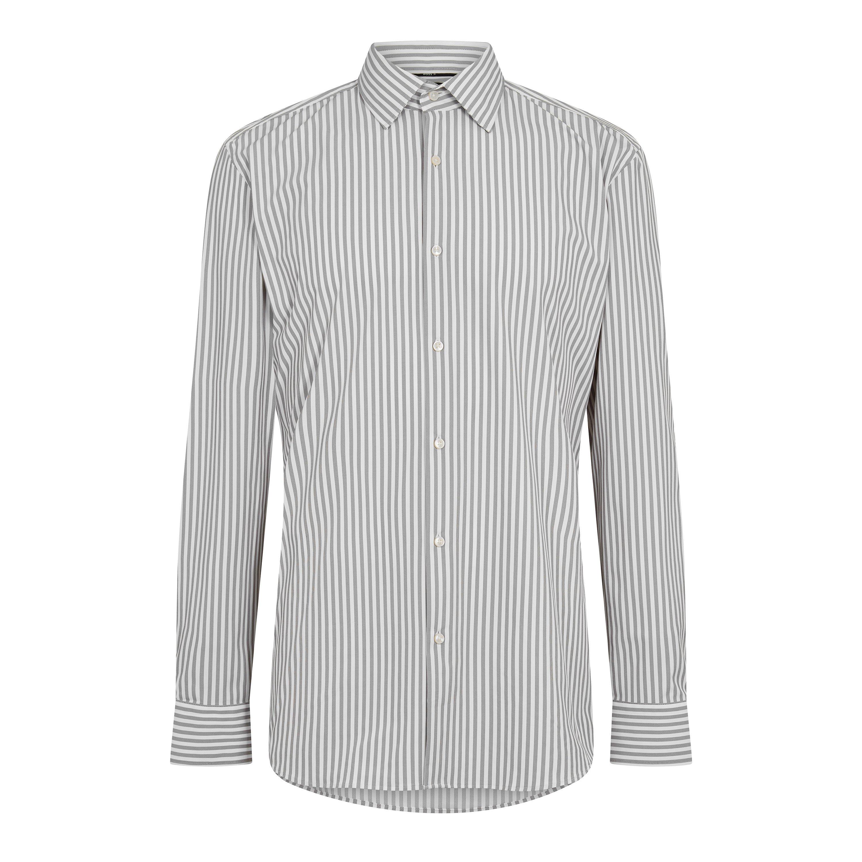 Medium Grey - Boss - Men's P Hank Kent Long Sleeve Oxford Shirt - 1