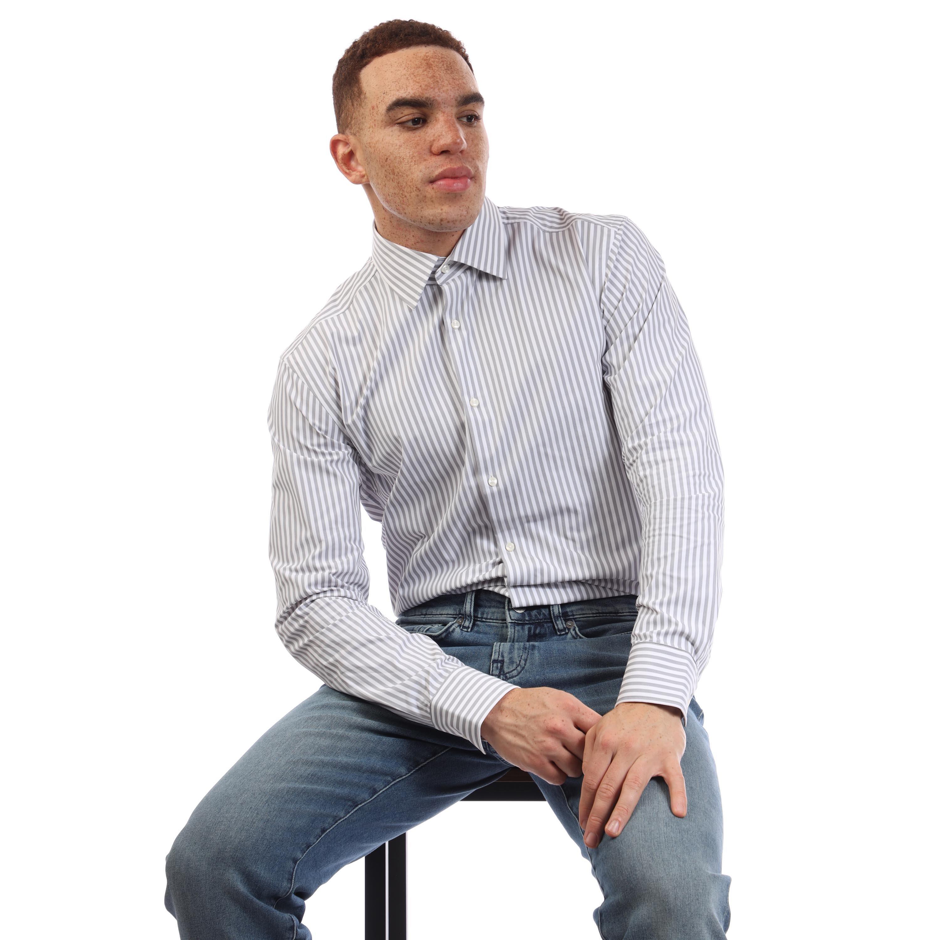 Medium Grey - Boss - P-Hank-Kent-C1-222 10265100 01 Oxford Shirt Mens - 4