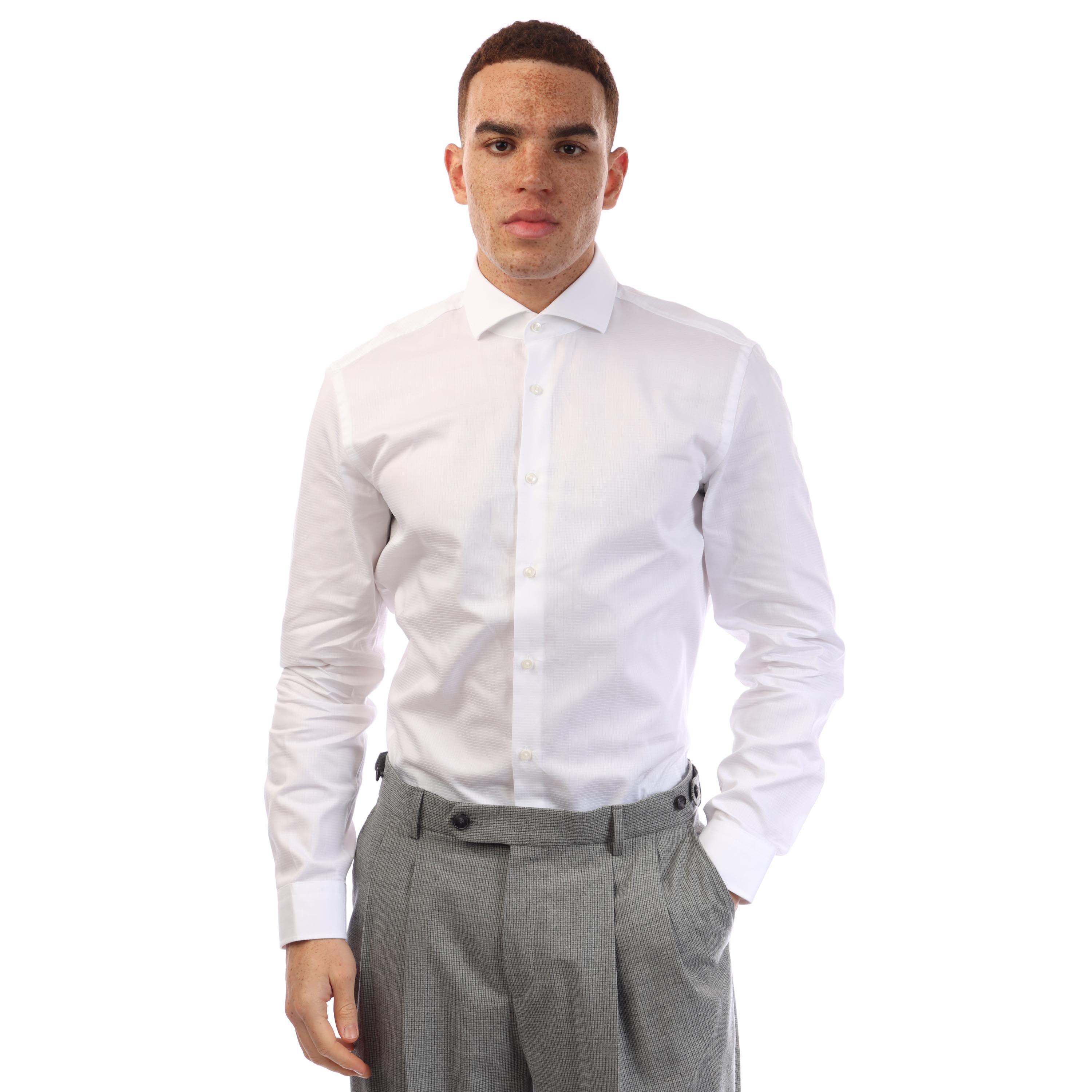 Boss Men's Long Sleeve Oxford Shirt - White - 15 inch