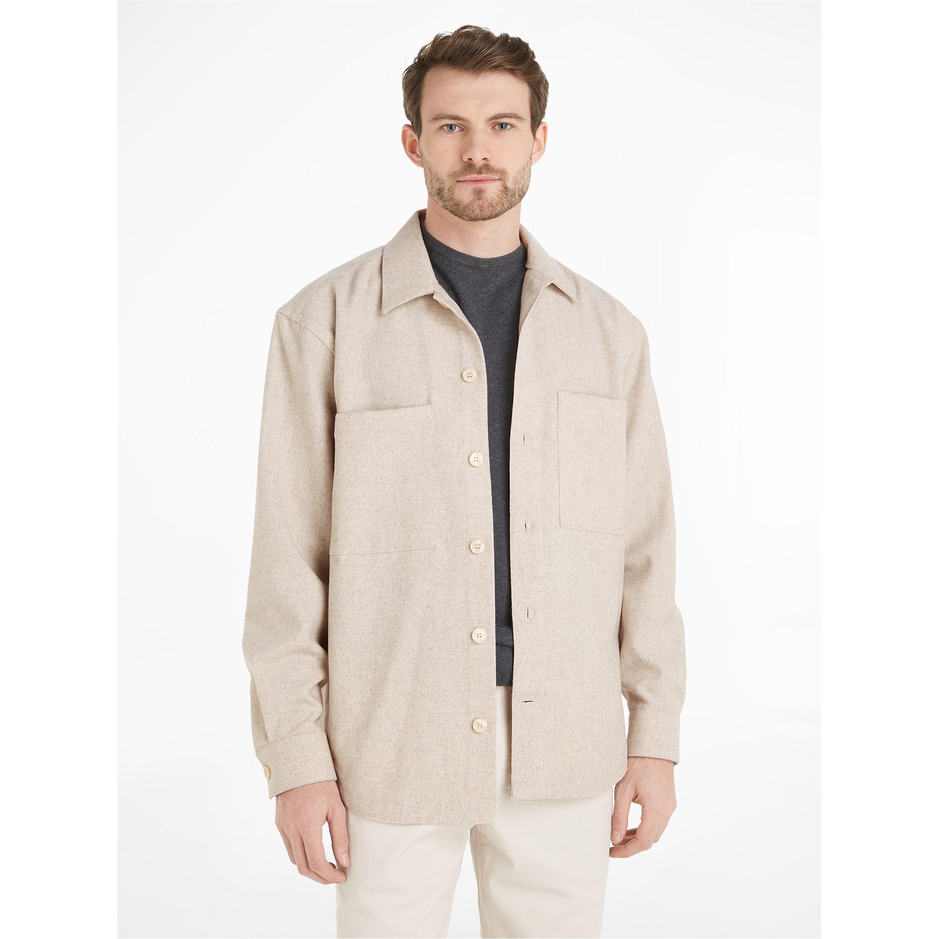 Fog PB5 - Calvin Klein - Men's Wool Blend Long-Sleeve Plain Shirt - 2