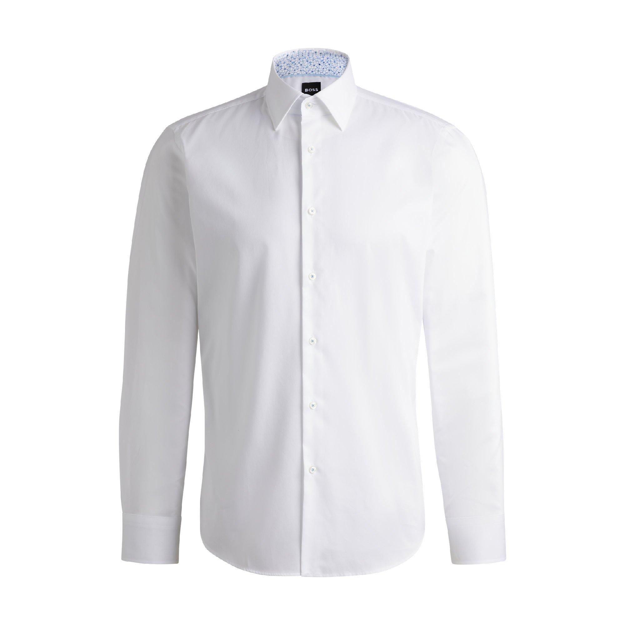 Boss Men's H Joe Kent Long Sleeve Oxford Shirt - White - 15.7 inch