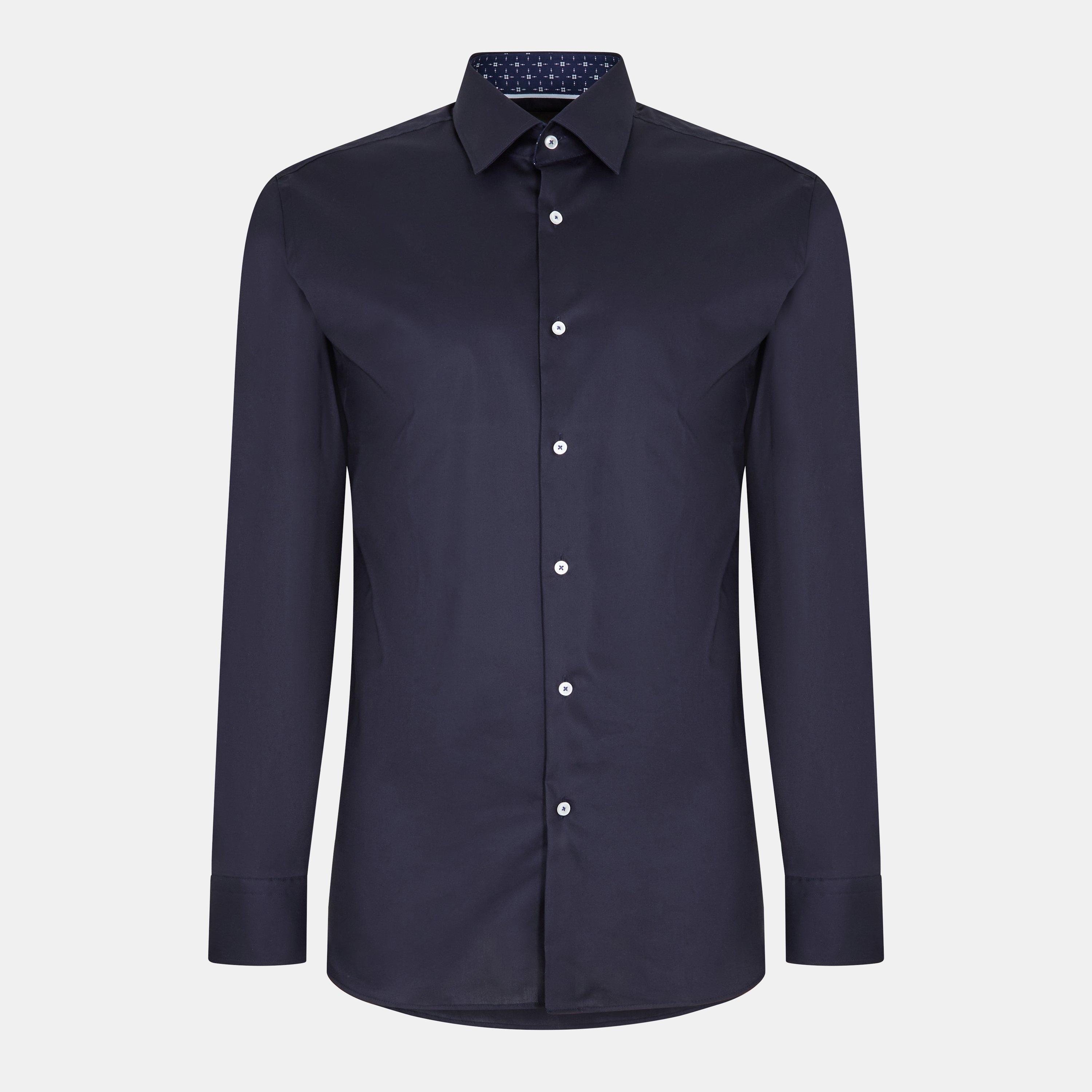 Dark Blue - Boss - Men's H Hank Kent Long Sleeve Oxford Shirt - 1