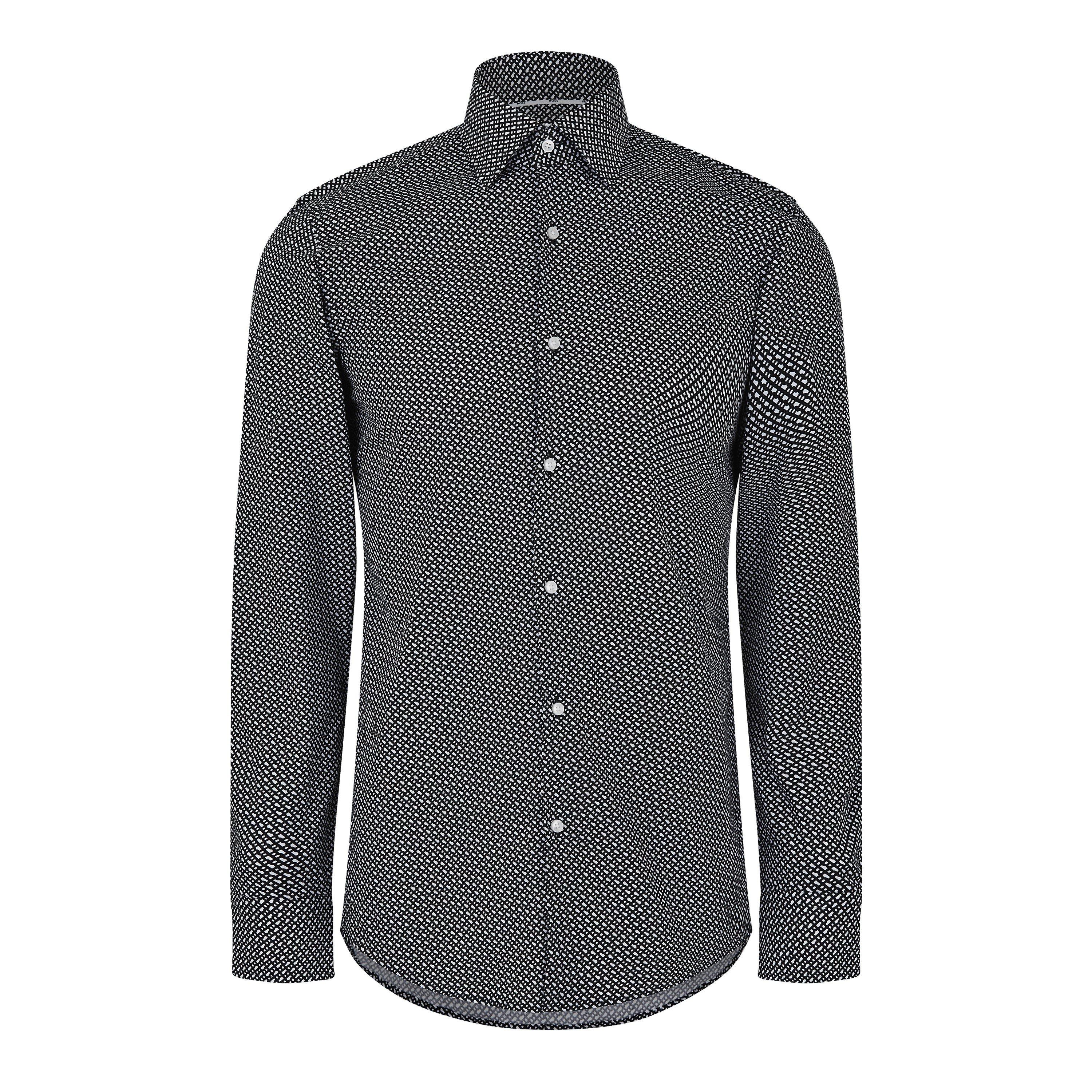 Black 100 - Boss - Men's HBB Hank Kent 214 Plain Long-Sleeve Shirt - 1