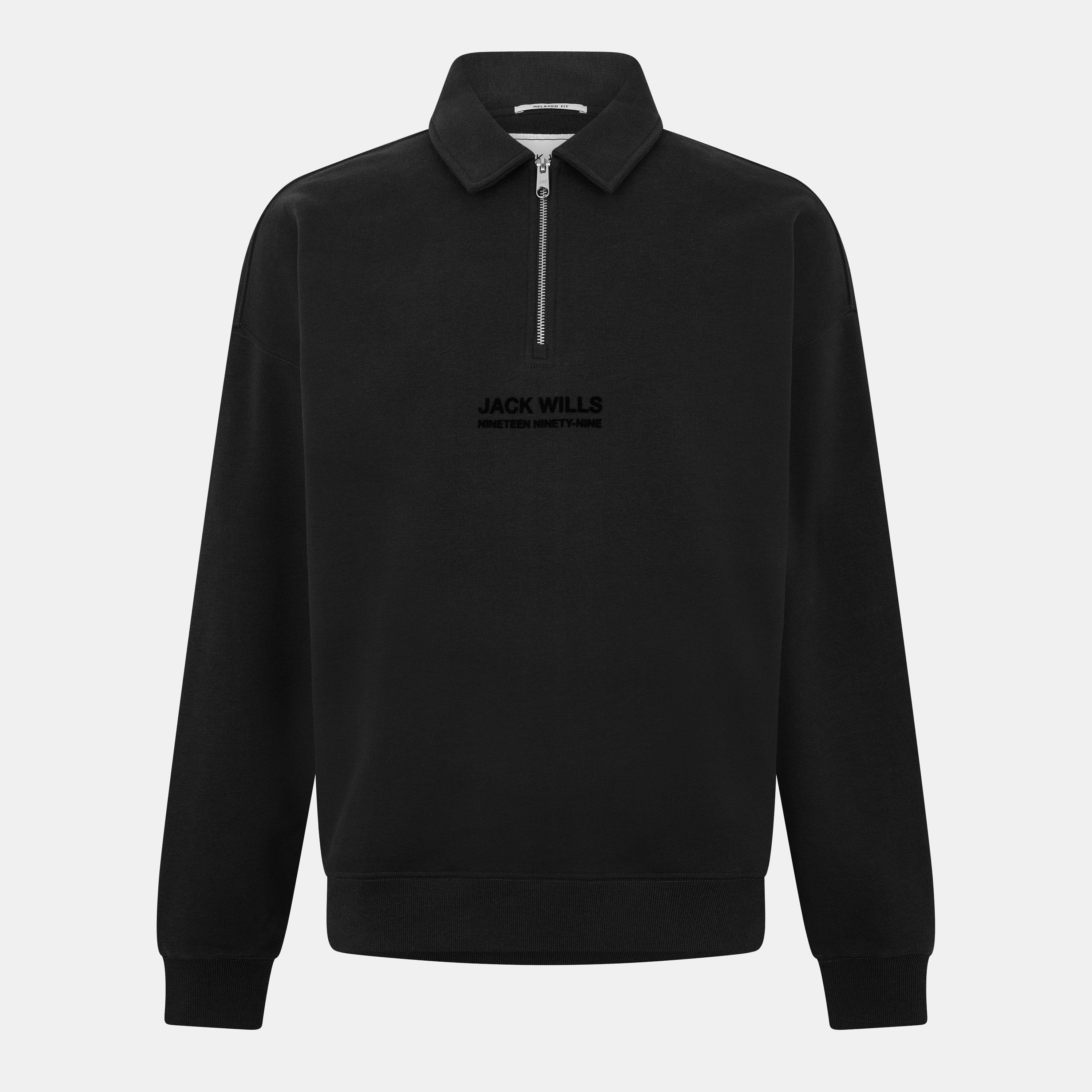 Gewaschenes Schwarz - Jack Wills - Slouch Quarter Zip Top - 1