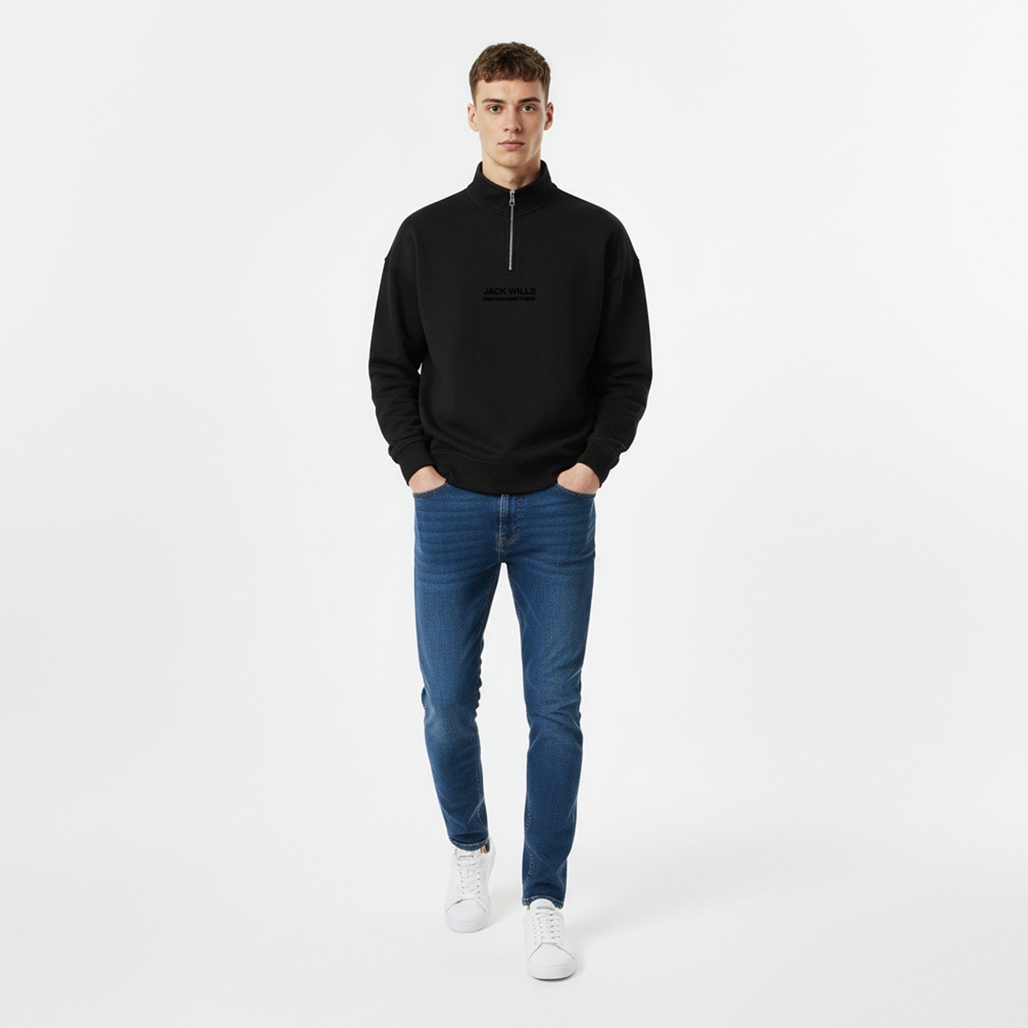 Washed Black - Jack Wills - Slouch Quarter Zip Top - 5