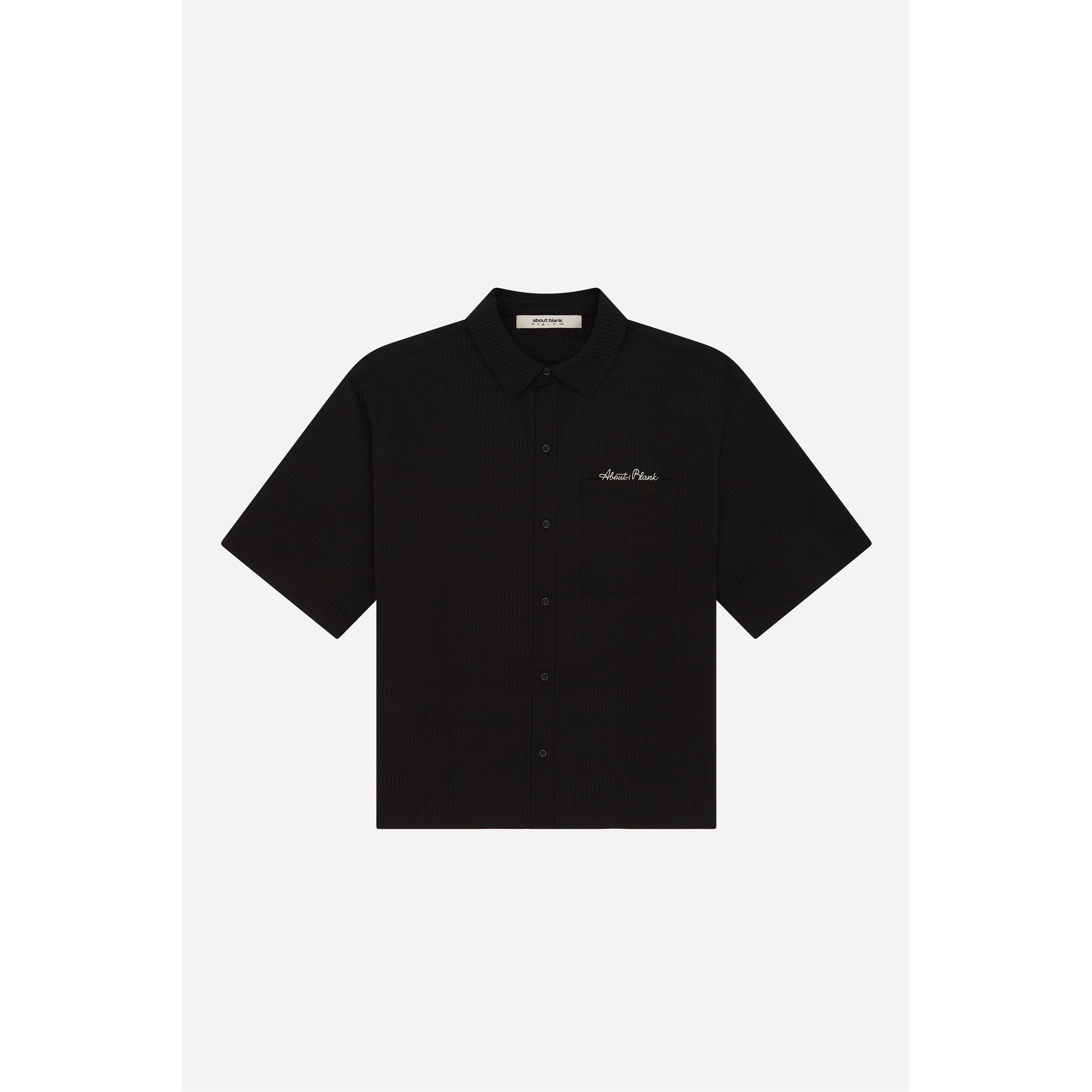Black - about:blank - Men's Short Sleeve Plain Shirt - 3