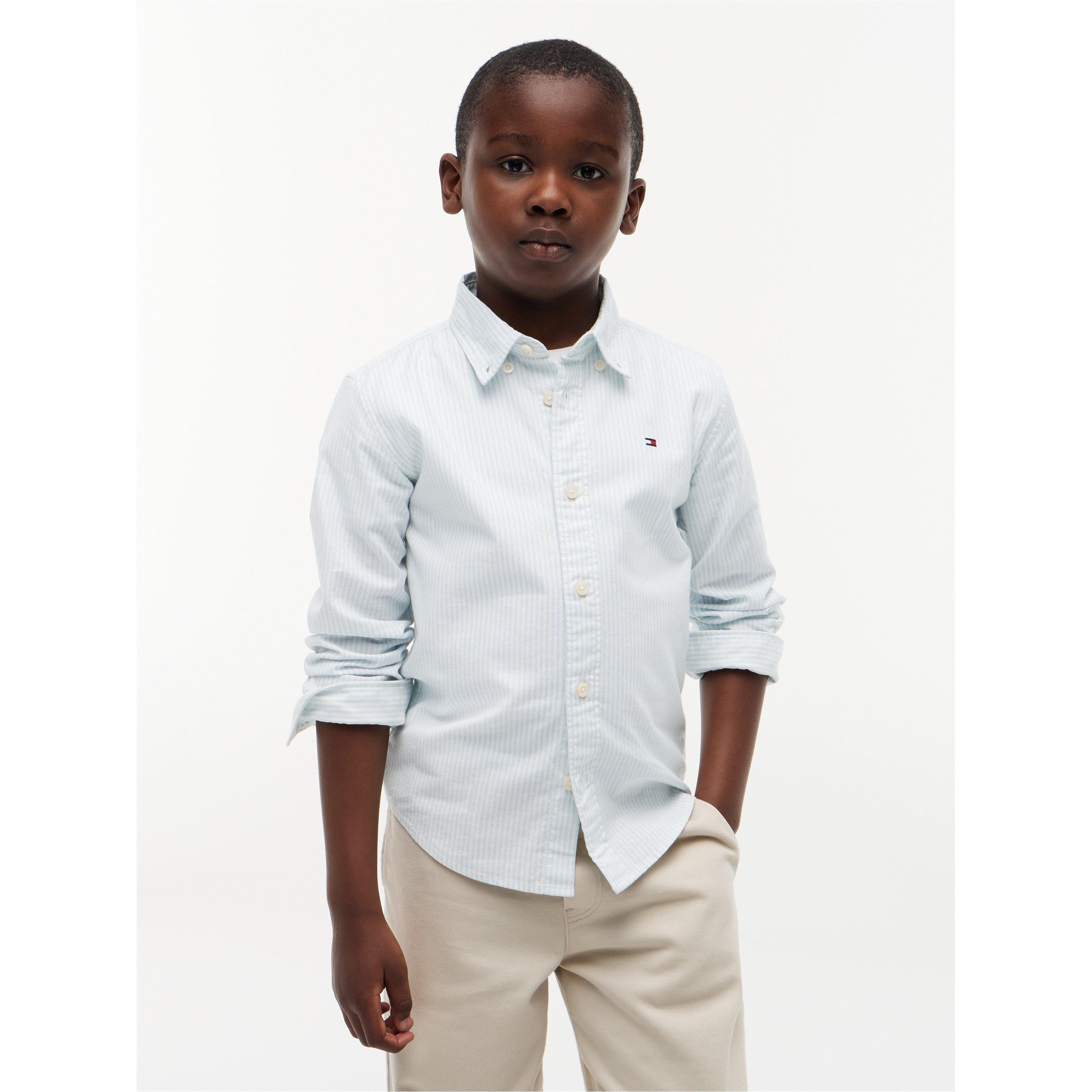 Blue Stripe C1O - Tommy Hilfiger - Kids' Long Sleeve Oxford Shirt - 2
