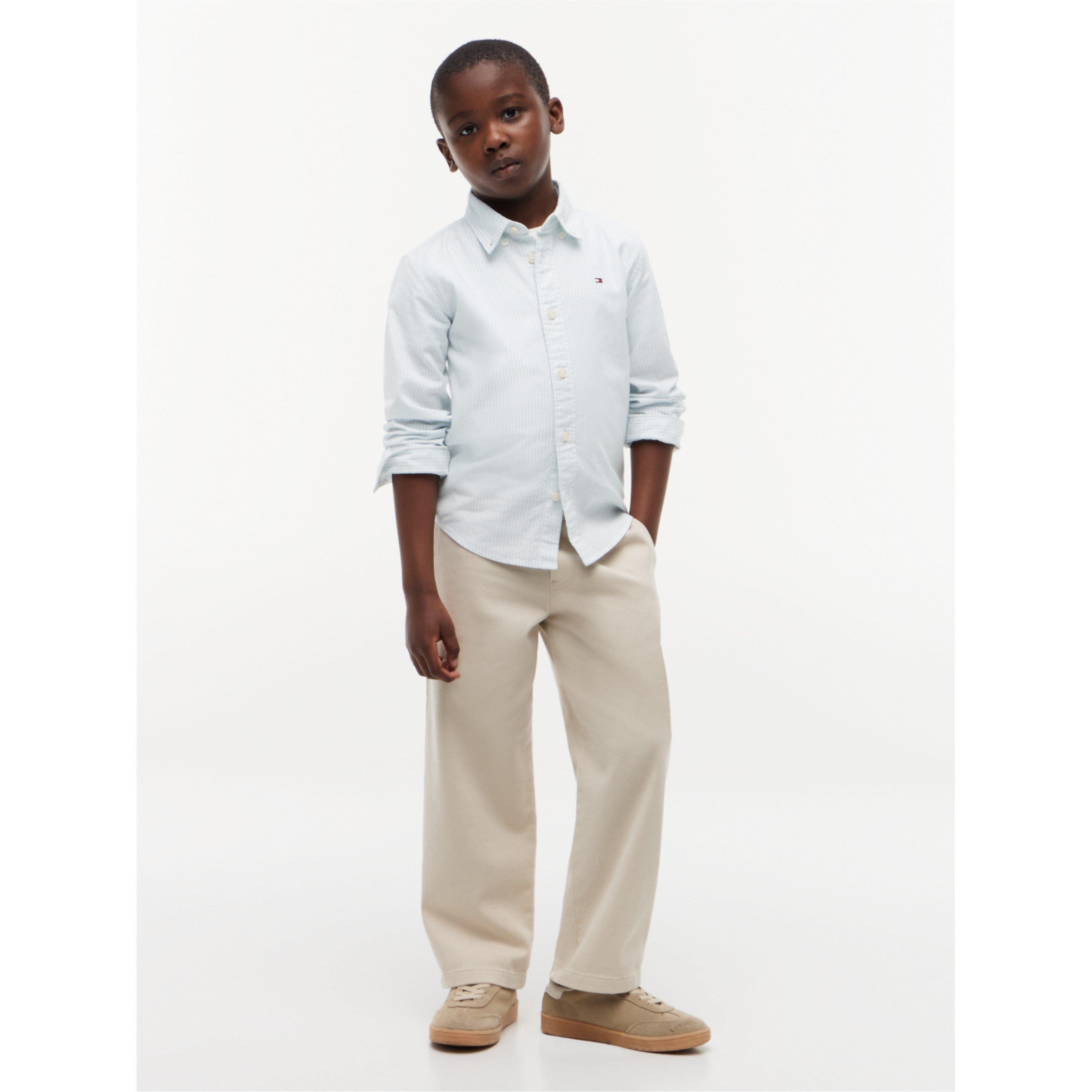 Blue Stripe C1O - Tommy Hilfiger - Kids' Long Sleeve Oxford Shirt - 3