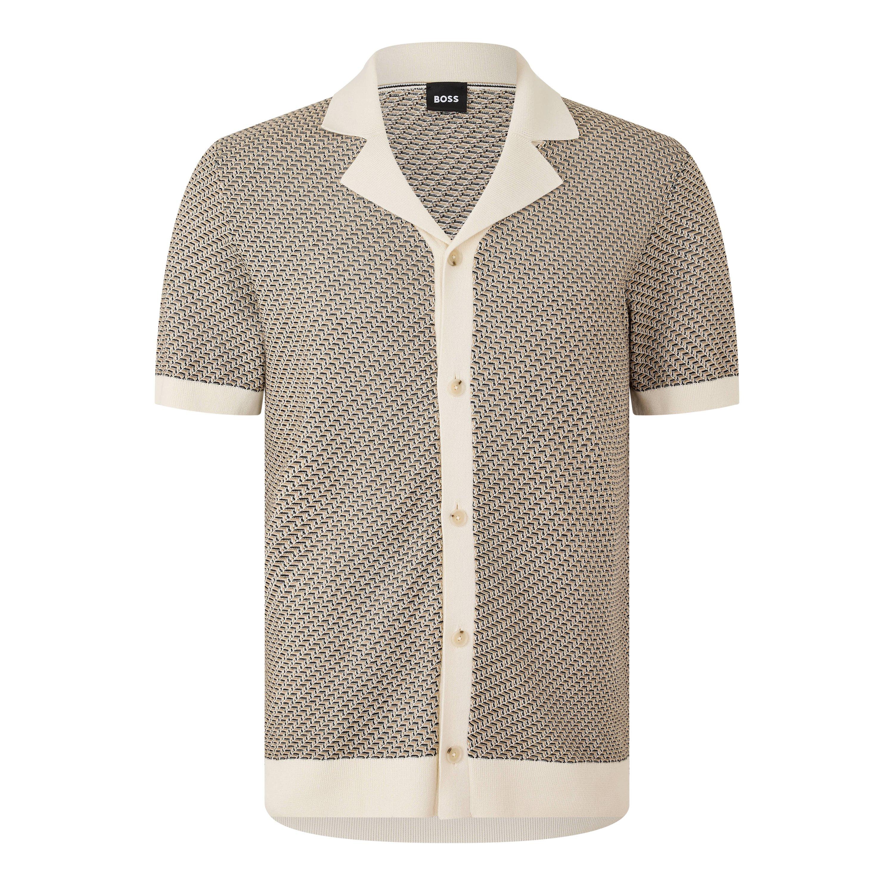 White/Brown 119 - Boss - Men's Patterned Short Sleeve Shirt - 1