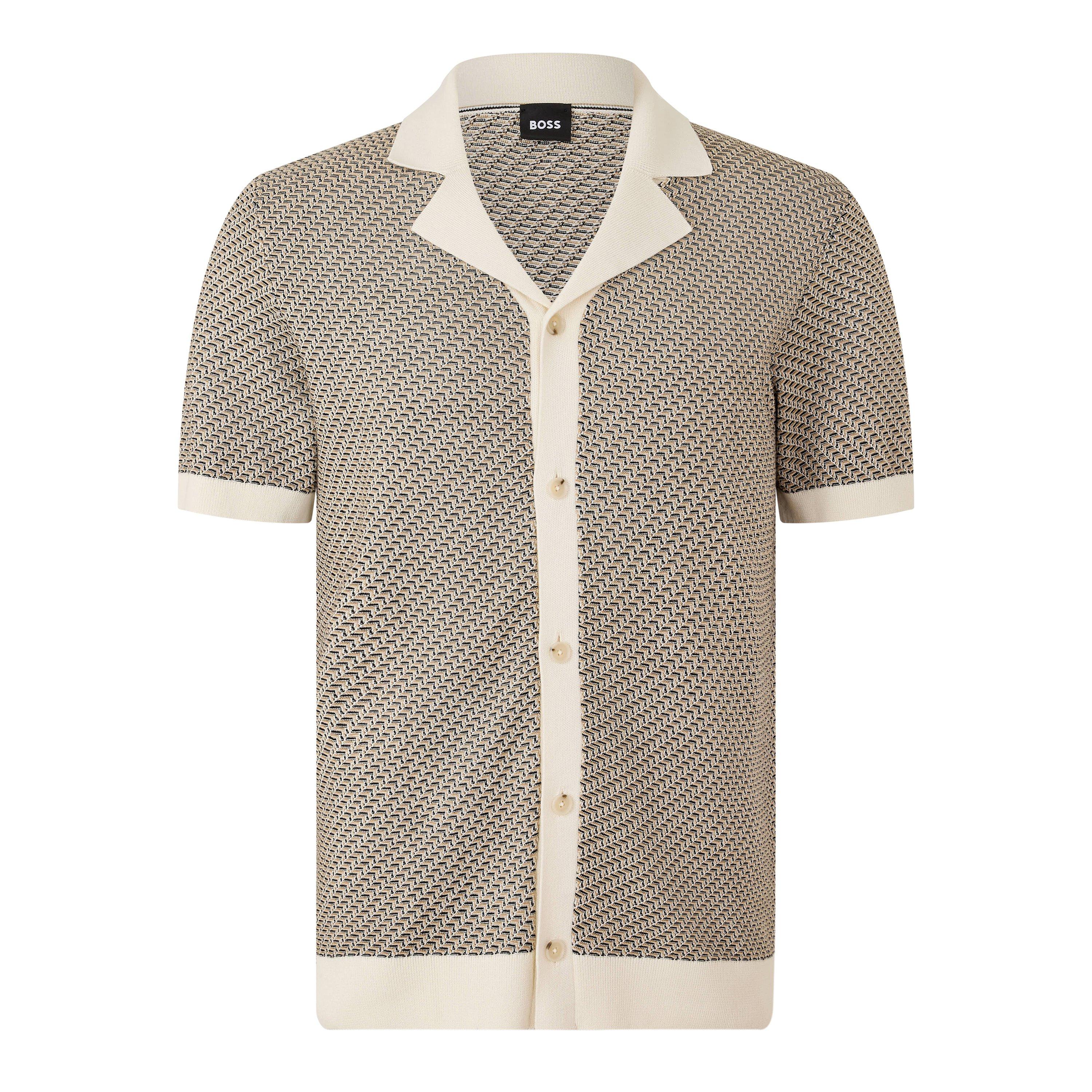 White/Brown 119 - Boss - Men's Patterned Short Sleeve Shirt - 1