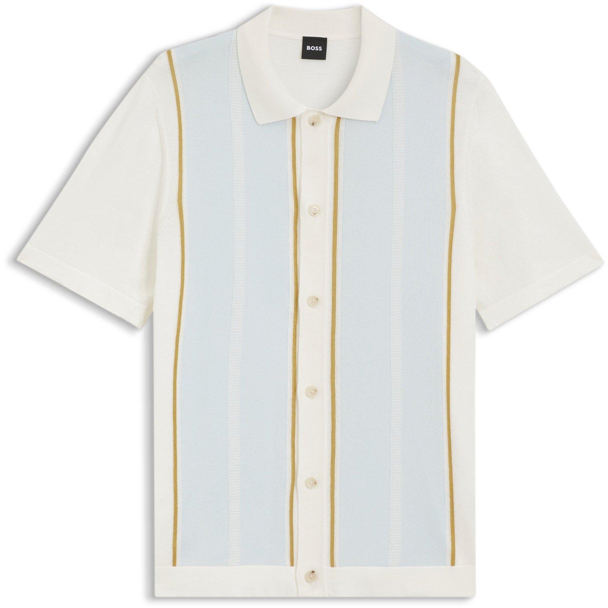 White/Blue 118 - Boss - Men's Patterned Short Sleeve Shirt - 1