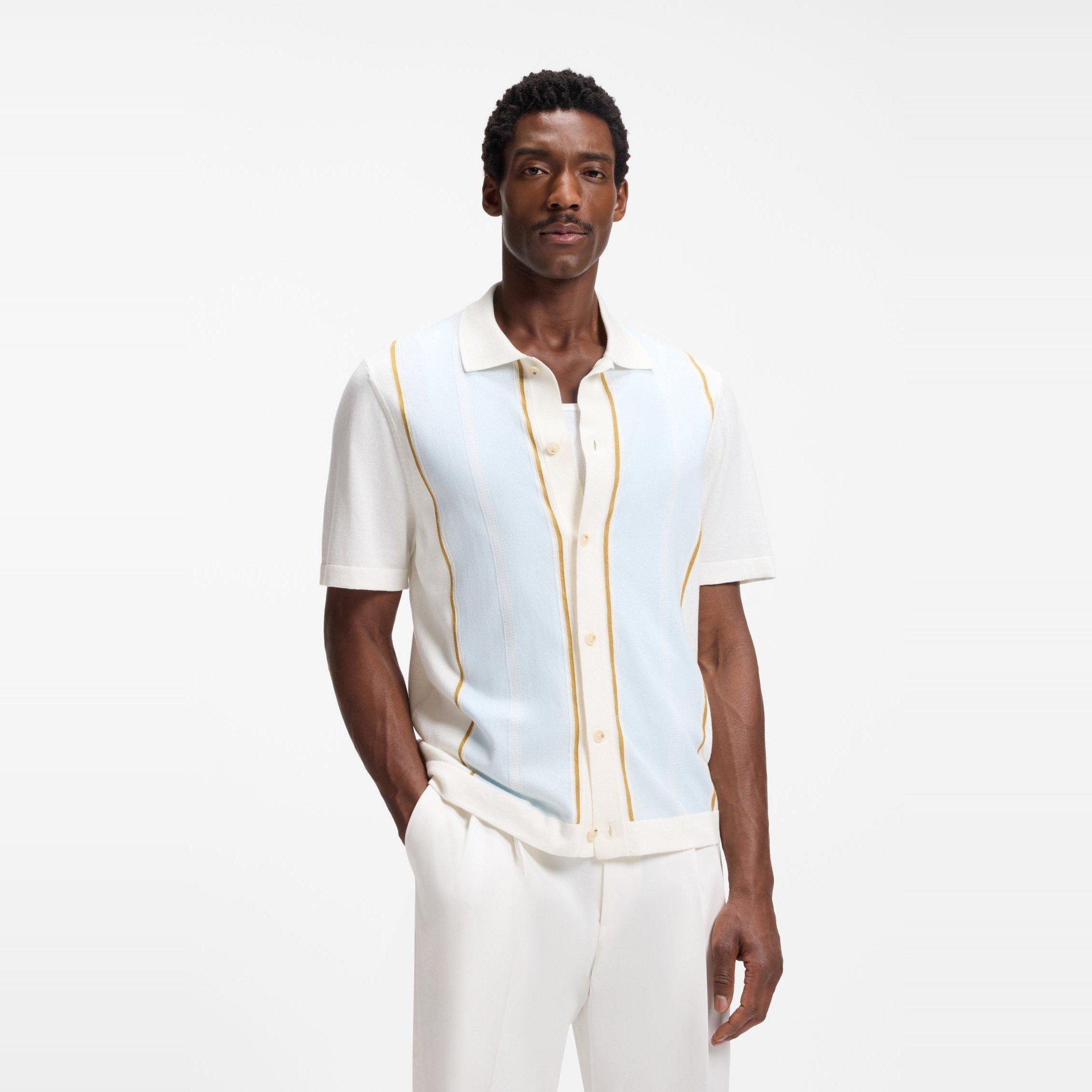 White/Blue 118 - Boss - Men's Patterned Short Sleeve Shirt - 2