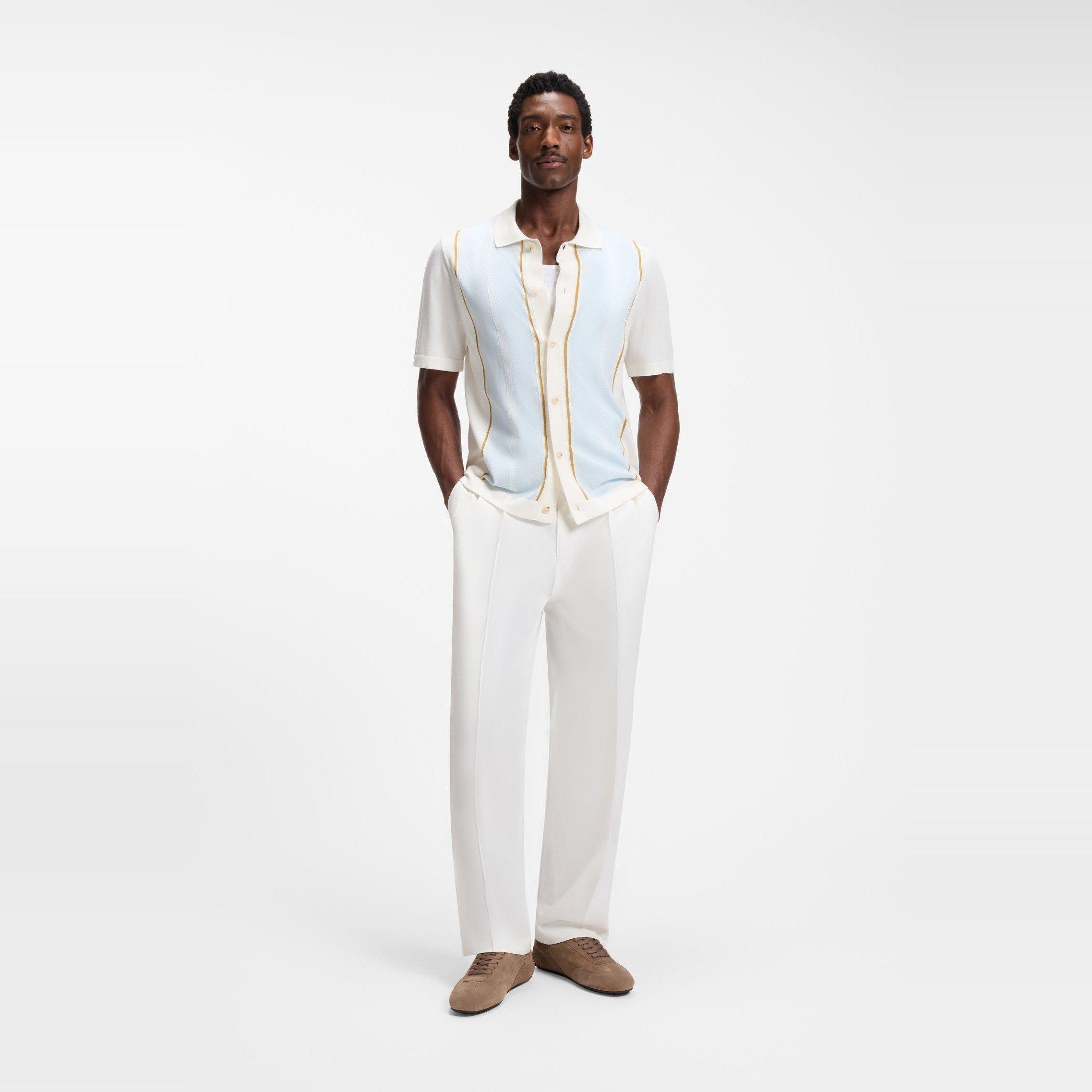 White/Blue 118 - Boss - Men's Patterned Short Sleeve Shirt - 5