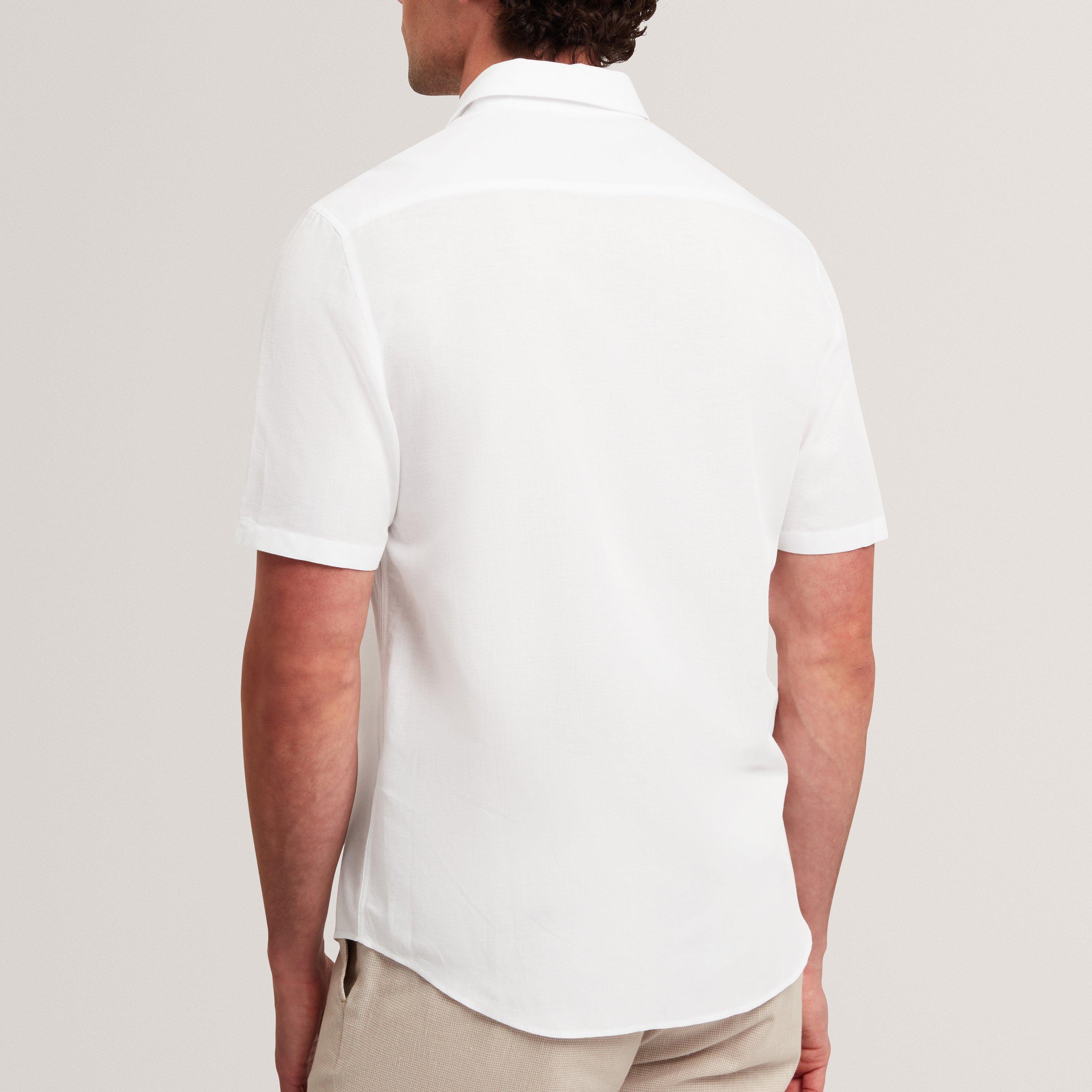 White - Ted Baker - Ted Baker SS Reg Lin Shirt - 3