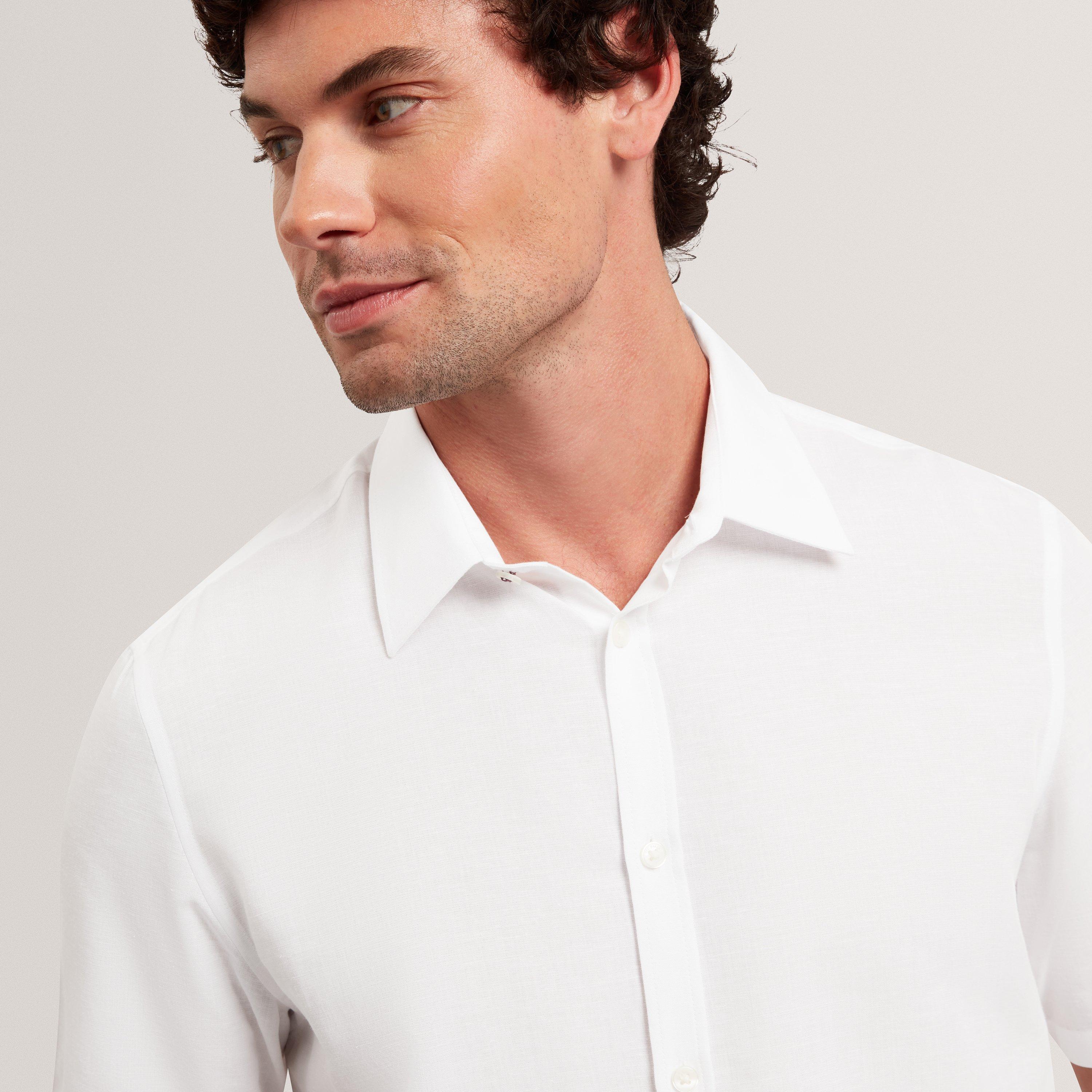 White - Ted Baker - Ted Baker SS Reg Lin Shirt - 4