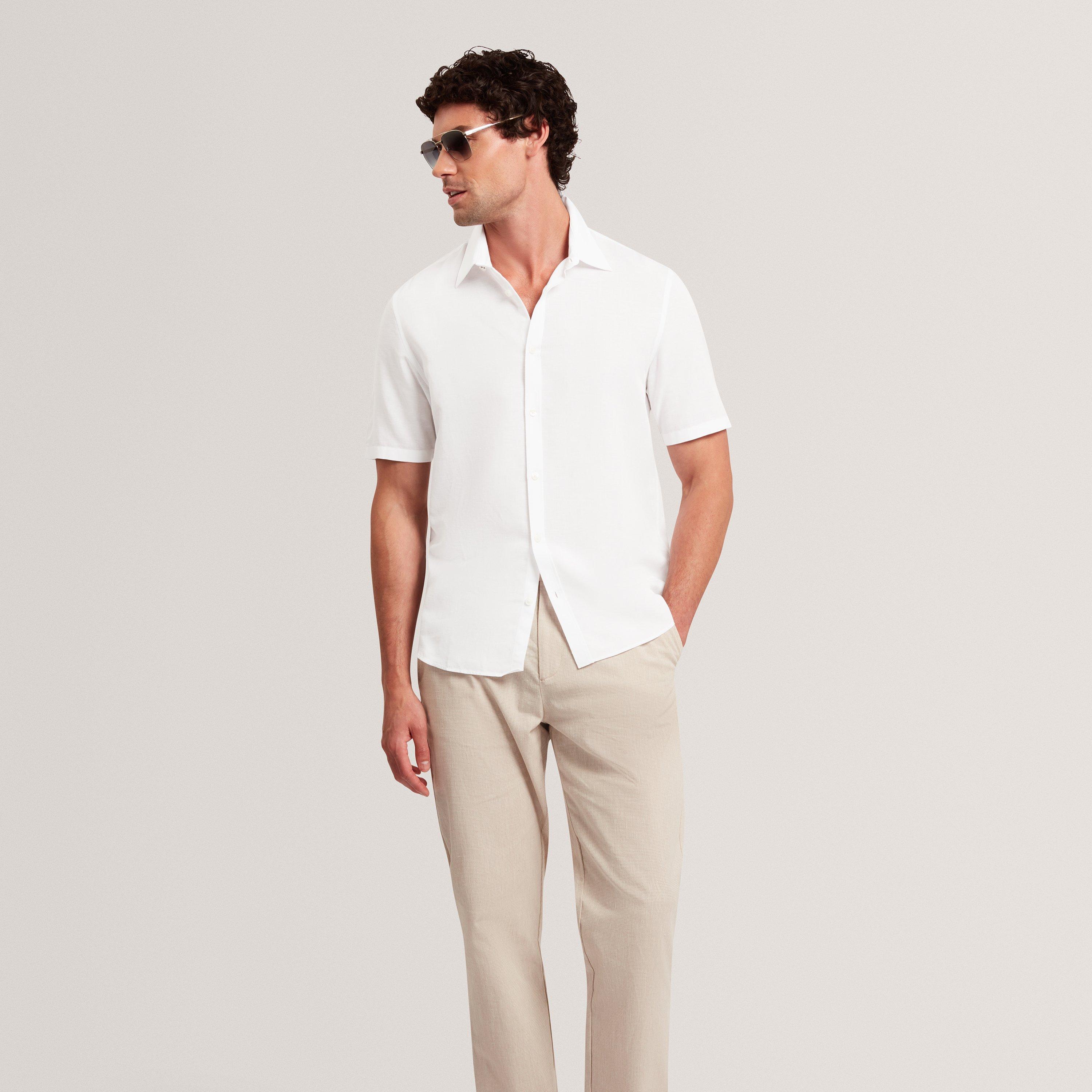 White - Ted Baker - Ted Baker SS Reg Lin Shirt - 5