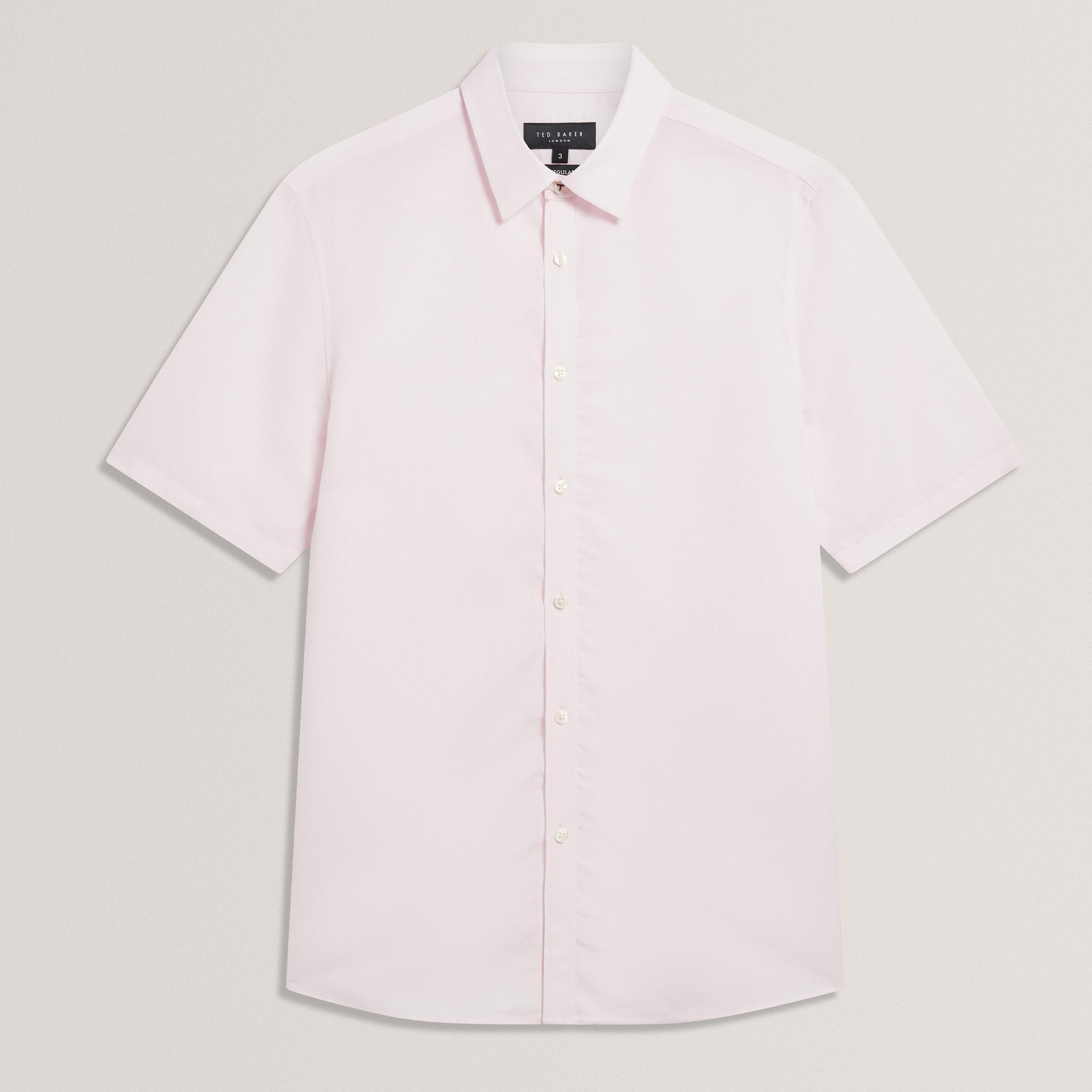 Ted Baker Men's Ss Regular Fit Linen Shirt - Lt-Pink - 2XL (6)