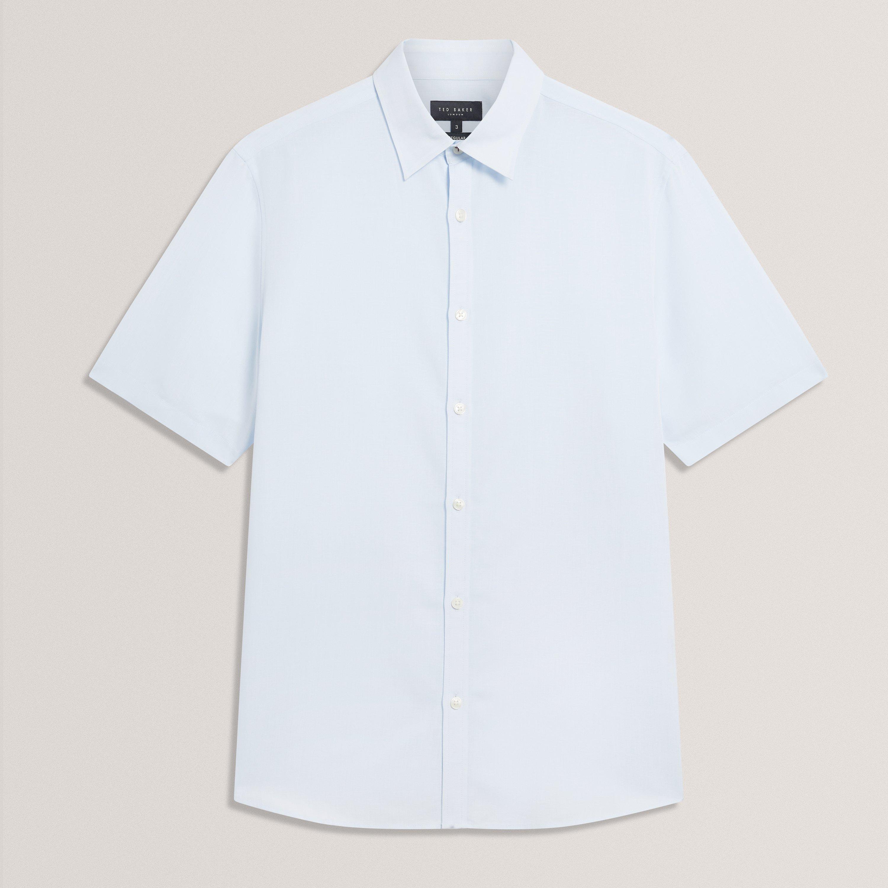 Ted Baker Men's Ss Regular Fit Linen Shirt - Lt-Blue - 2XL (6)