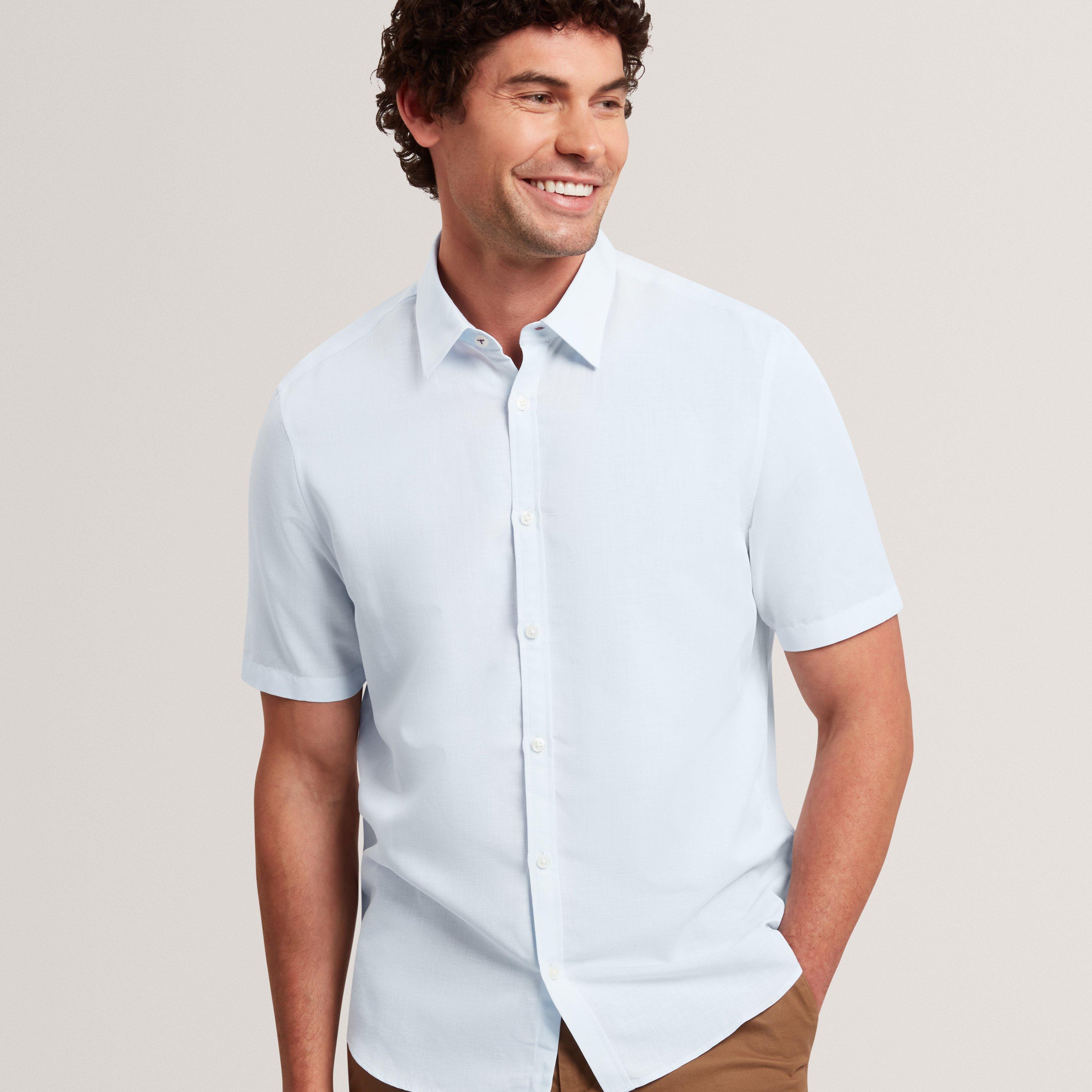 Lt-Blue - Ted Baker - Ted Baker SS Regular Fit Linen Shirt - 2