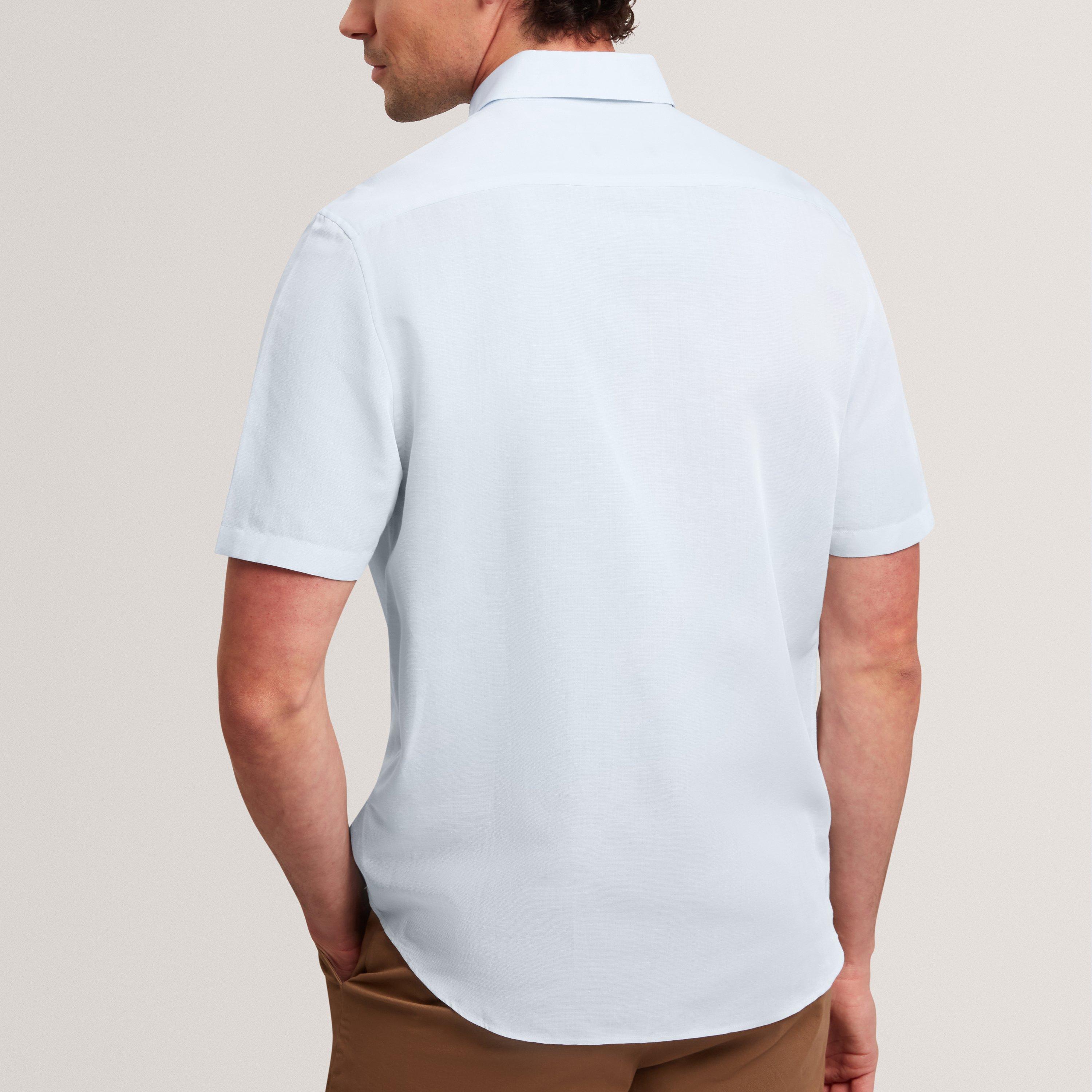 Lt-Blue - Ted Baker - Ted Baker SS Regular Fit Linen Shirt - 3