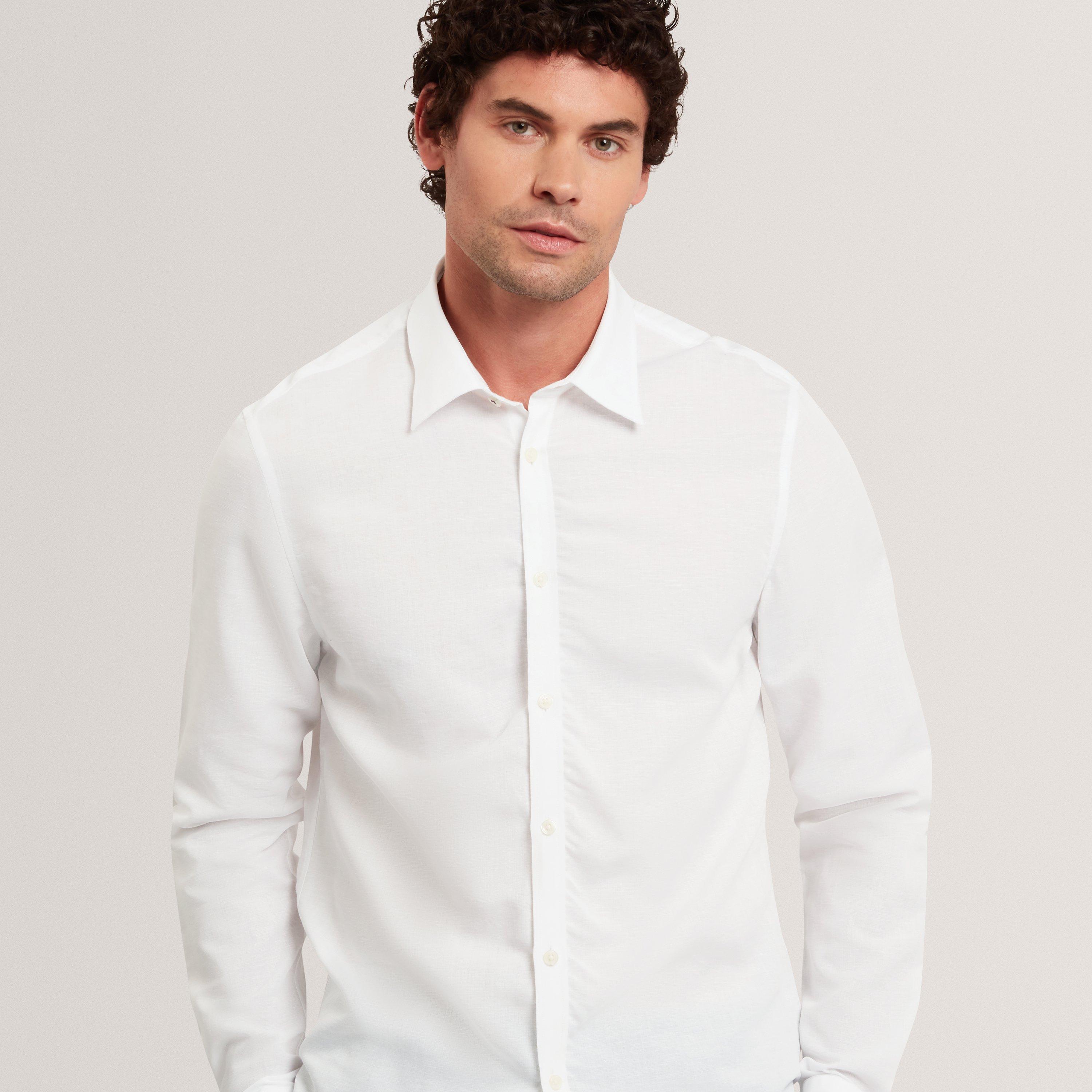 White - Ted Baker - Ted Baker LS Reg Lin Shirt - 2