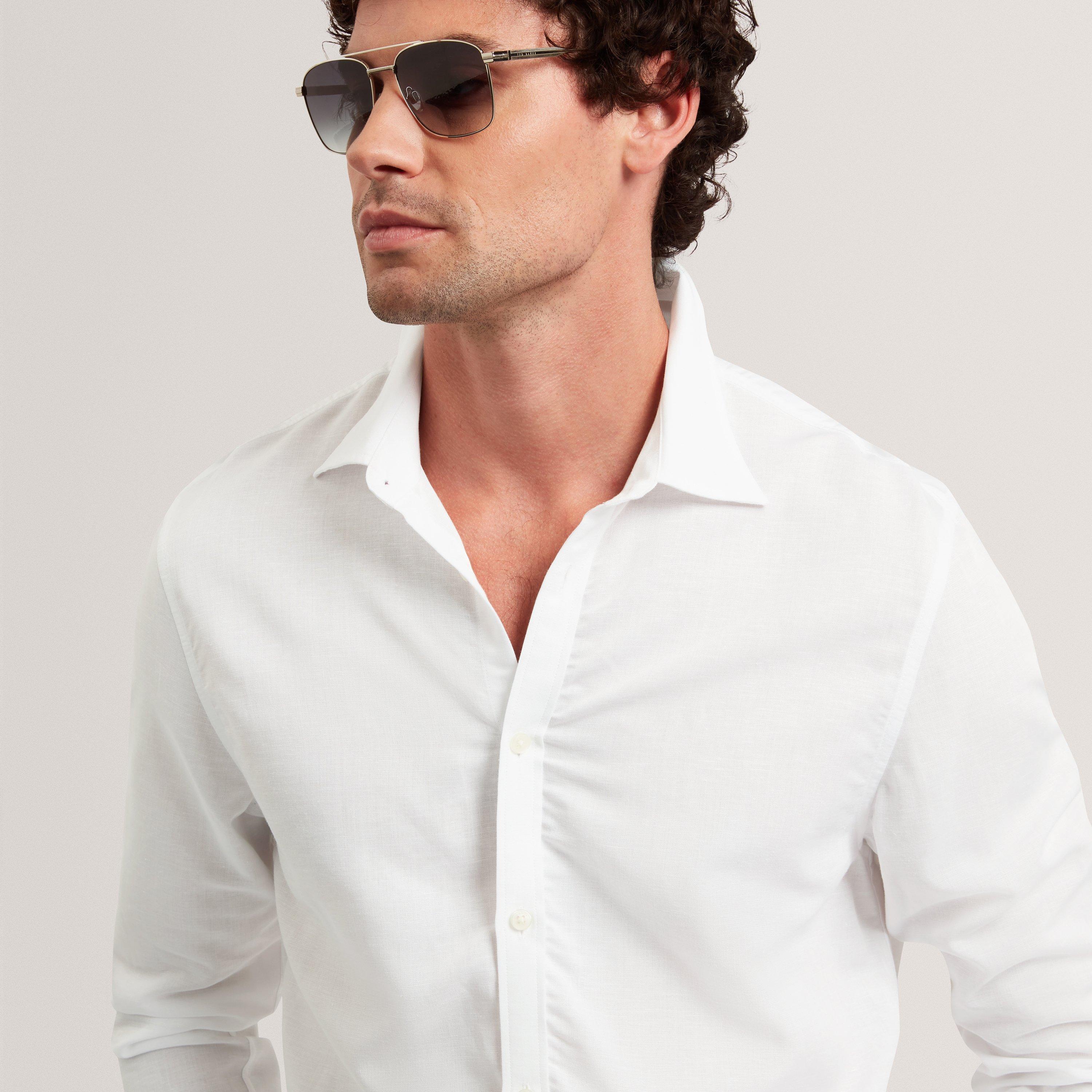 White - Ted Baker - Ted Baker LS Reg Lin Shirt - 4