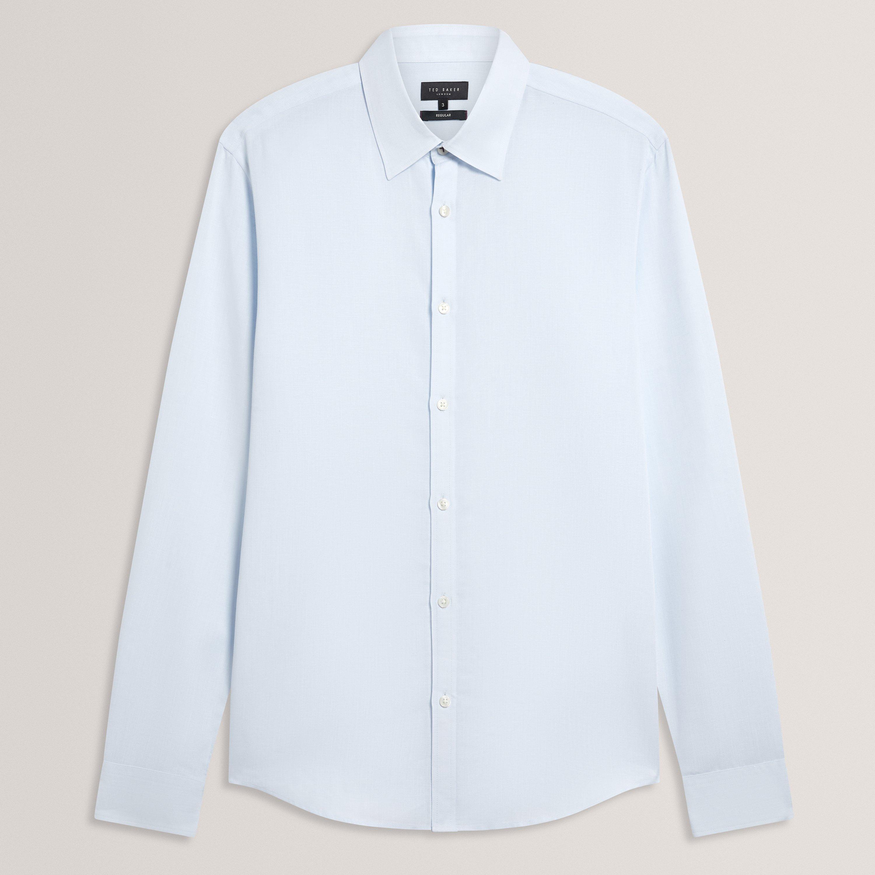 Ted Baker Men's Ls Regular Fit Linen Shirt - Lt-Blue - 2XL (6)