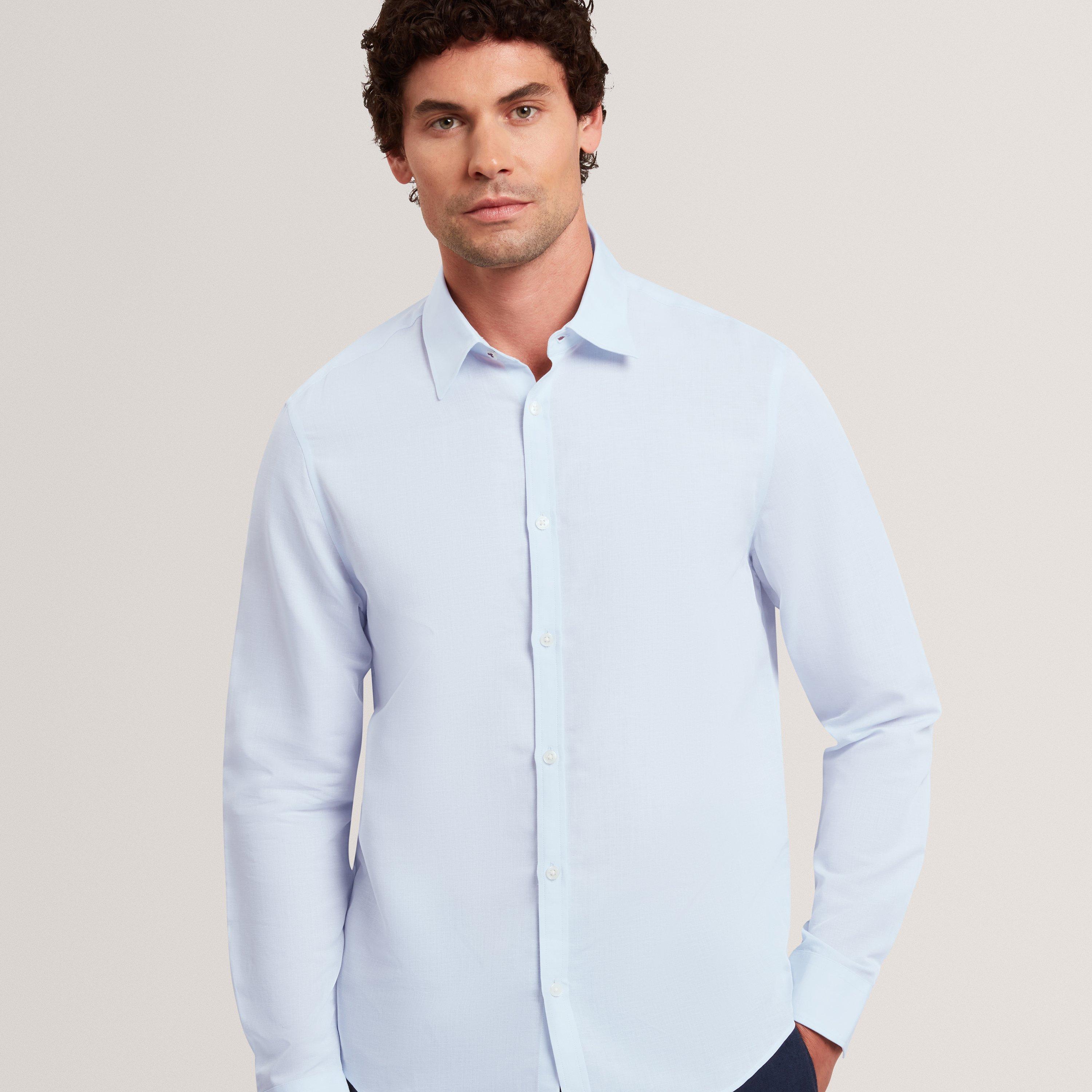 Lt-Blue - Ted Baker - Ted Baker LS Regular Fit Linen Shirt - 2