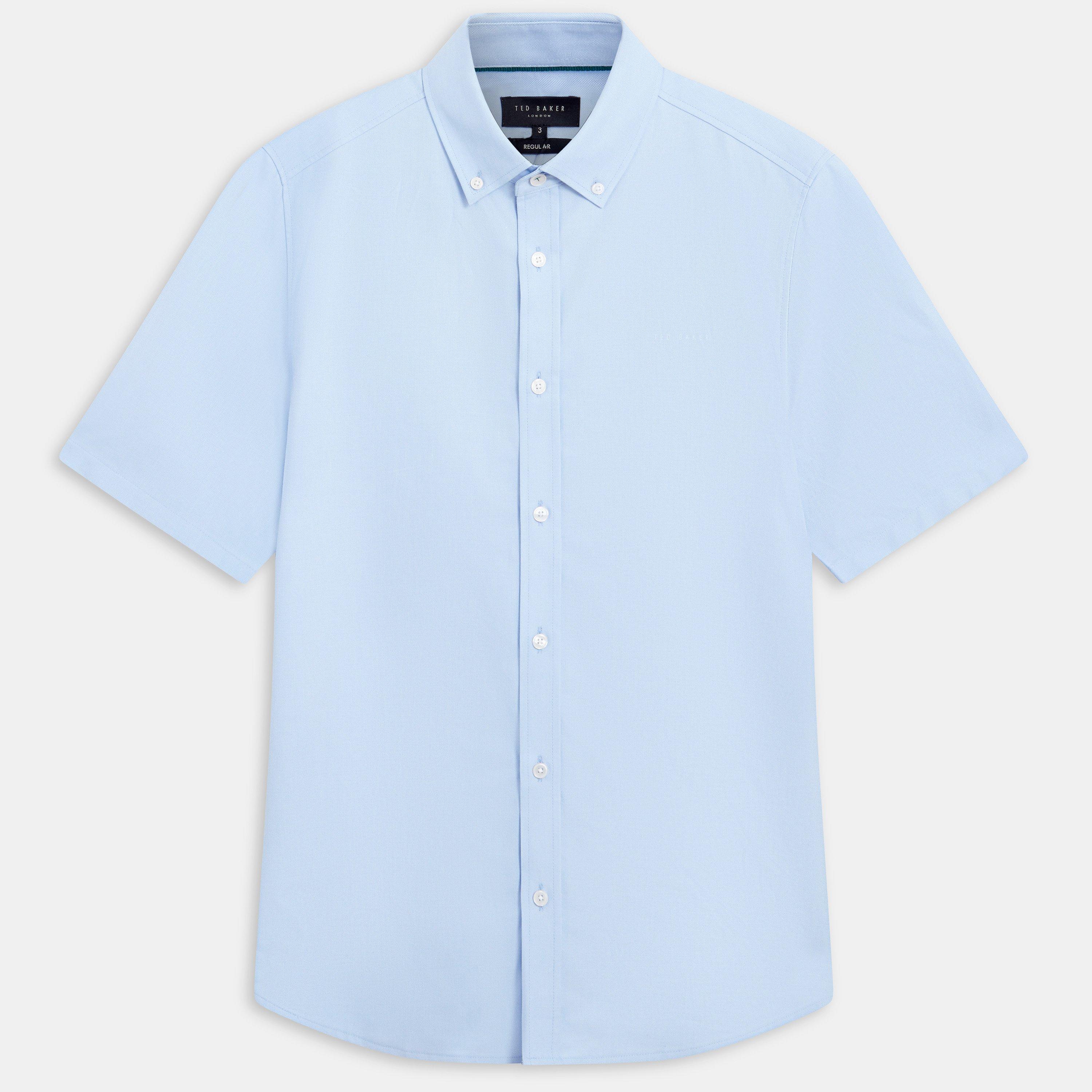 Lt-Blue - Ted Baker - Ted Baker SS Reg Fit Oxford Shirt - 1