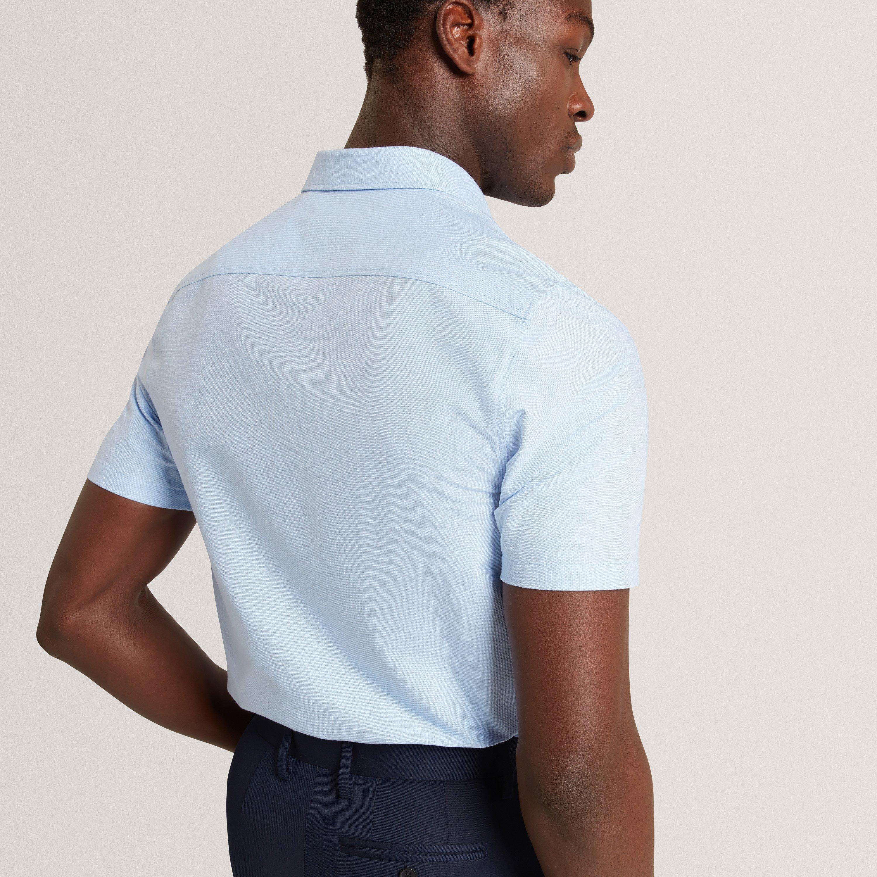 Lt-Blue - Ted Baker - Ted Baker SS Reg Fit Oxford Shirt - 4