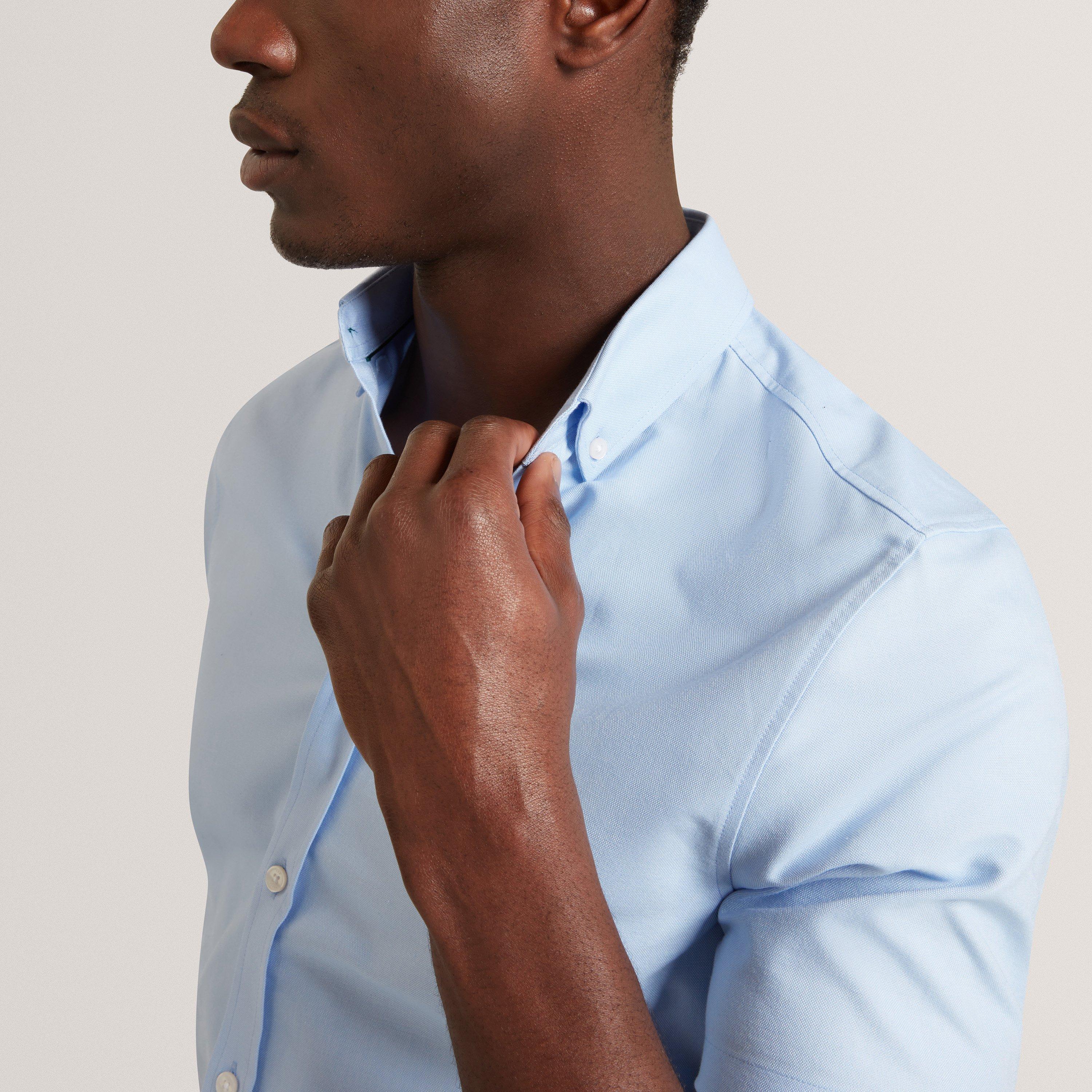 Lt-Blue - Ted Baker - Ted Baker SS Reg Fit Oxford Shirt - 5