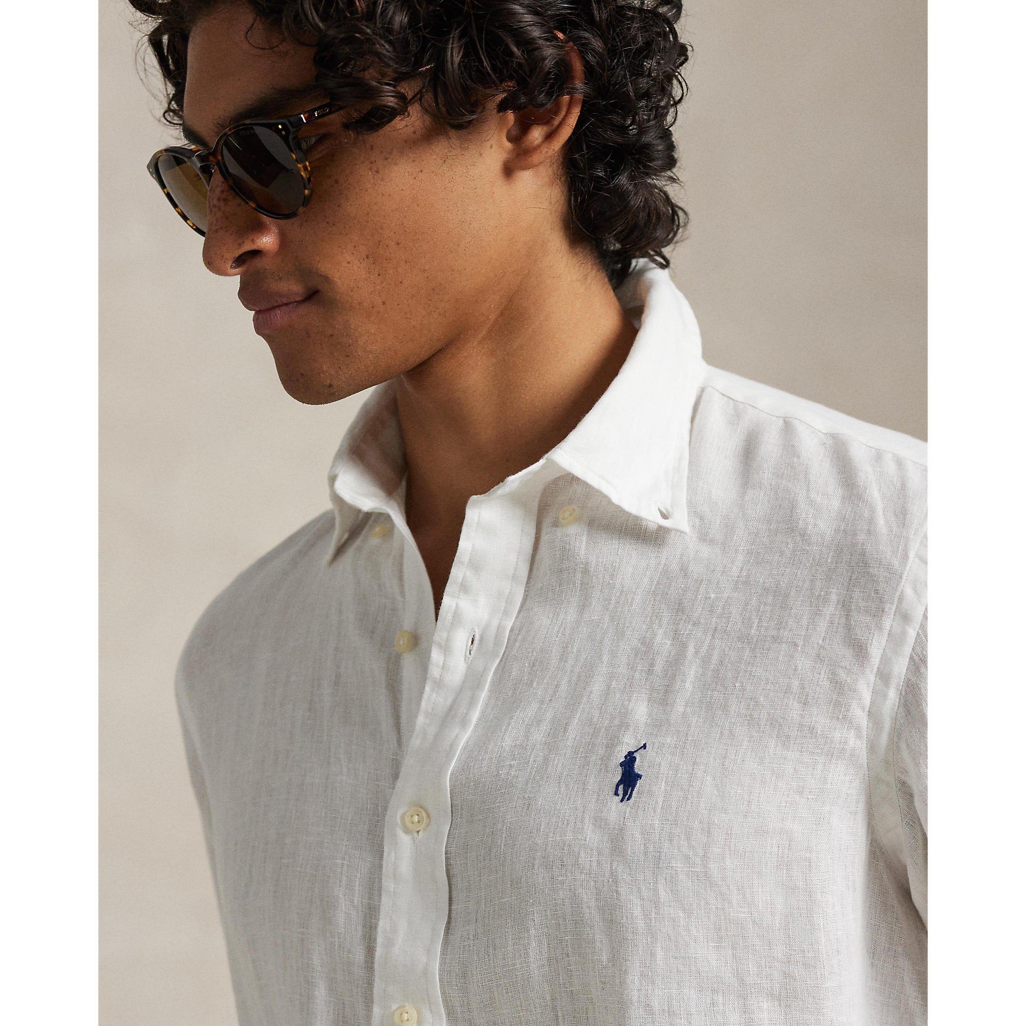 White - Polo Ralph Lauren - Linen Long Sleeve Shirt - 5
