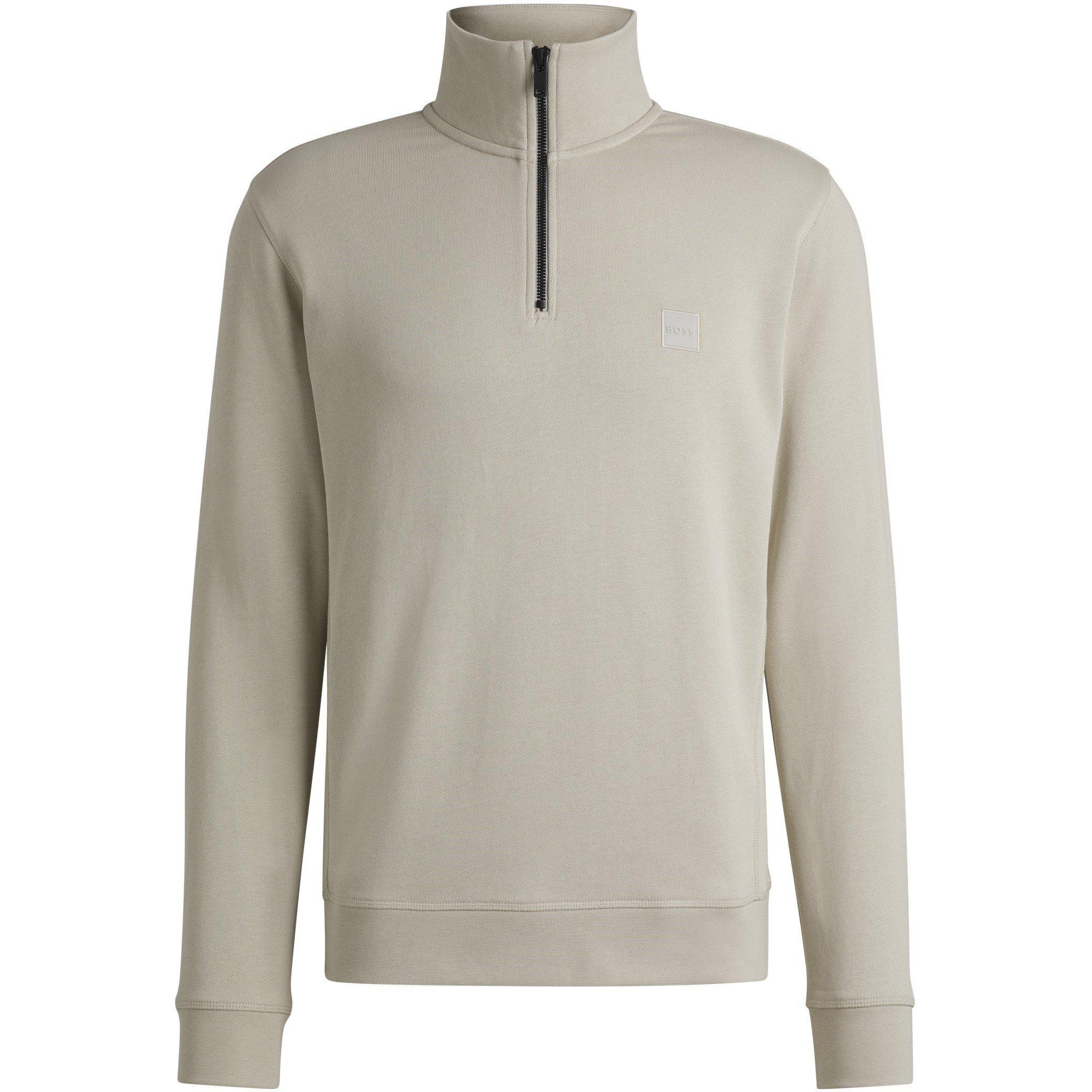 Boss Mens BOSS ORANGE Quarter Zip Fleece Jumper with Logo Detail (Zetrust)