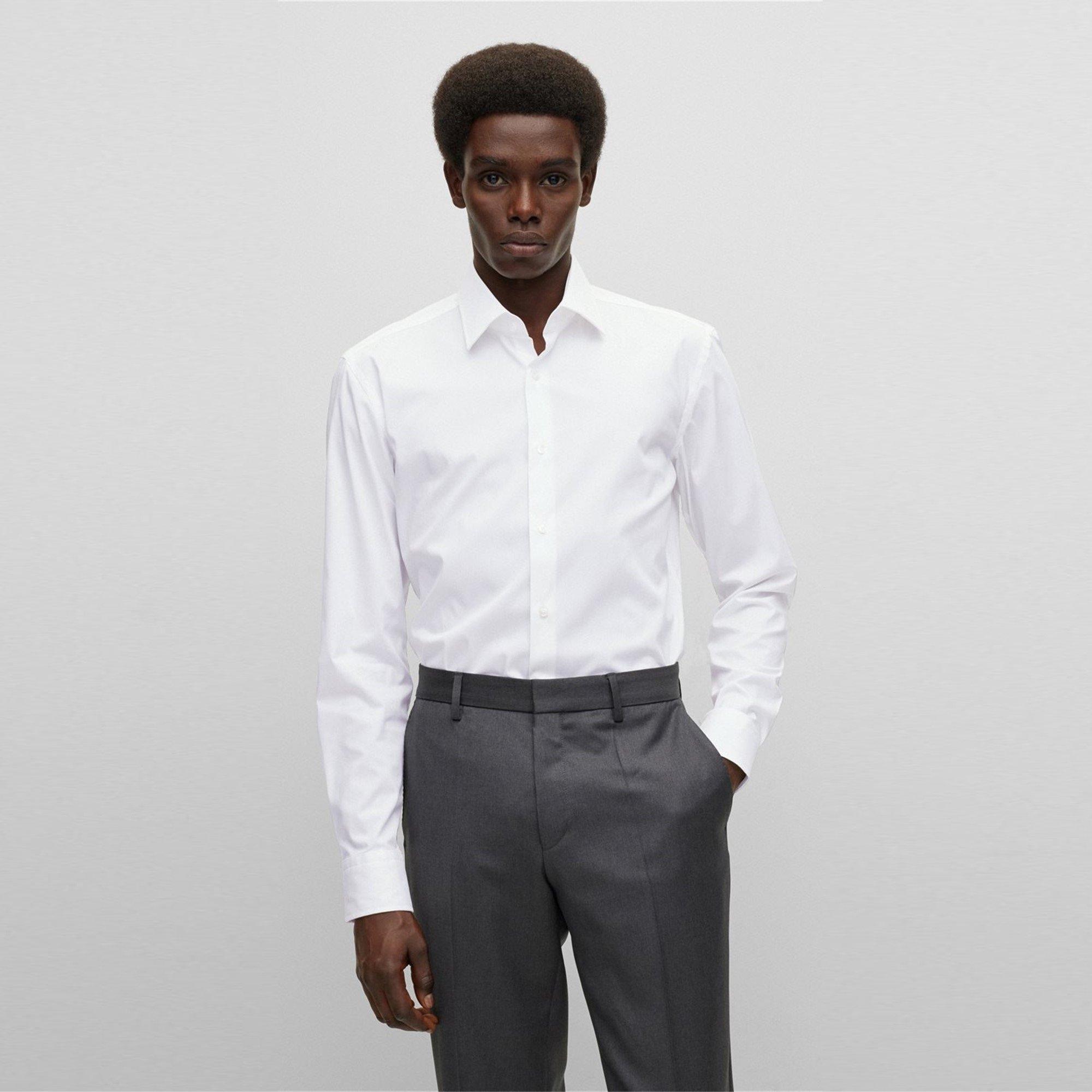 White - Boss - H-Hank-Kent-C1-214 10219212 01 Oxford Shirt Mens - 2