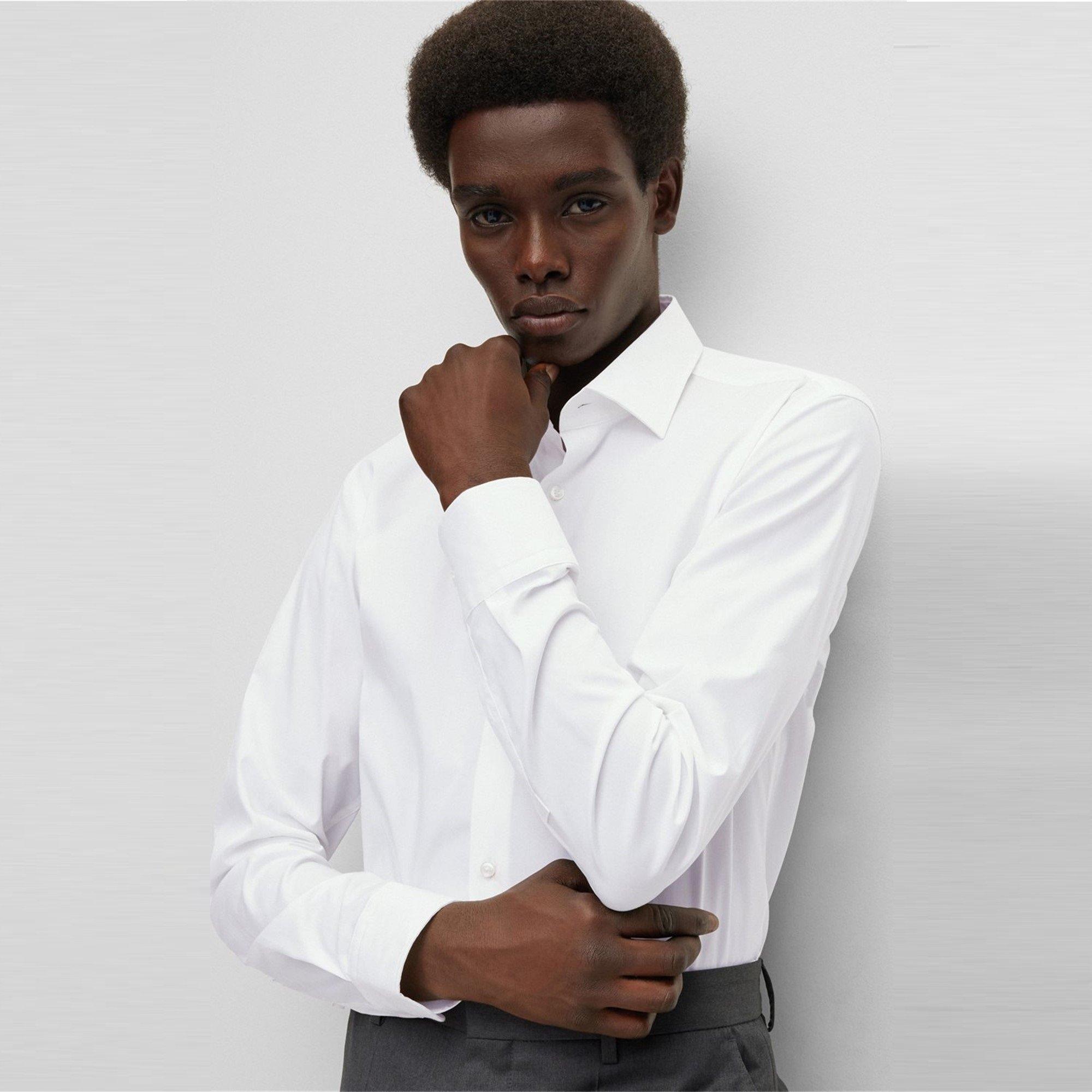 White - Boss - H-Hank-Kent-C1-214 10219212 01 Oxford Shirt Mens - 5