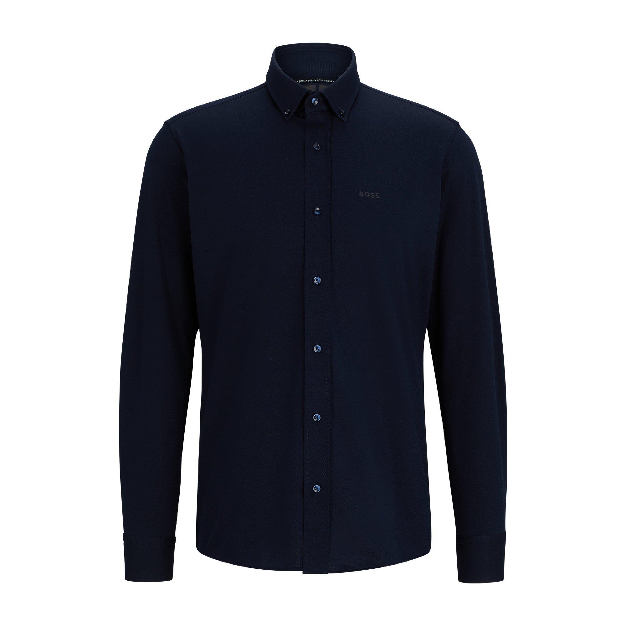 Blue - Boss - Men's Long Sleeve Oxford Shirt - 4