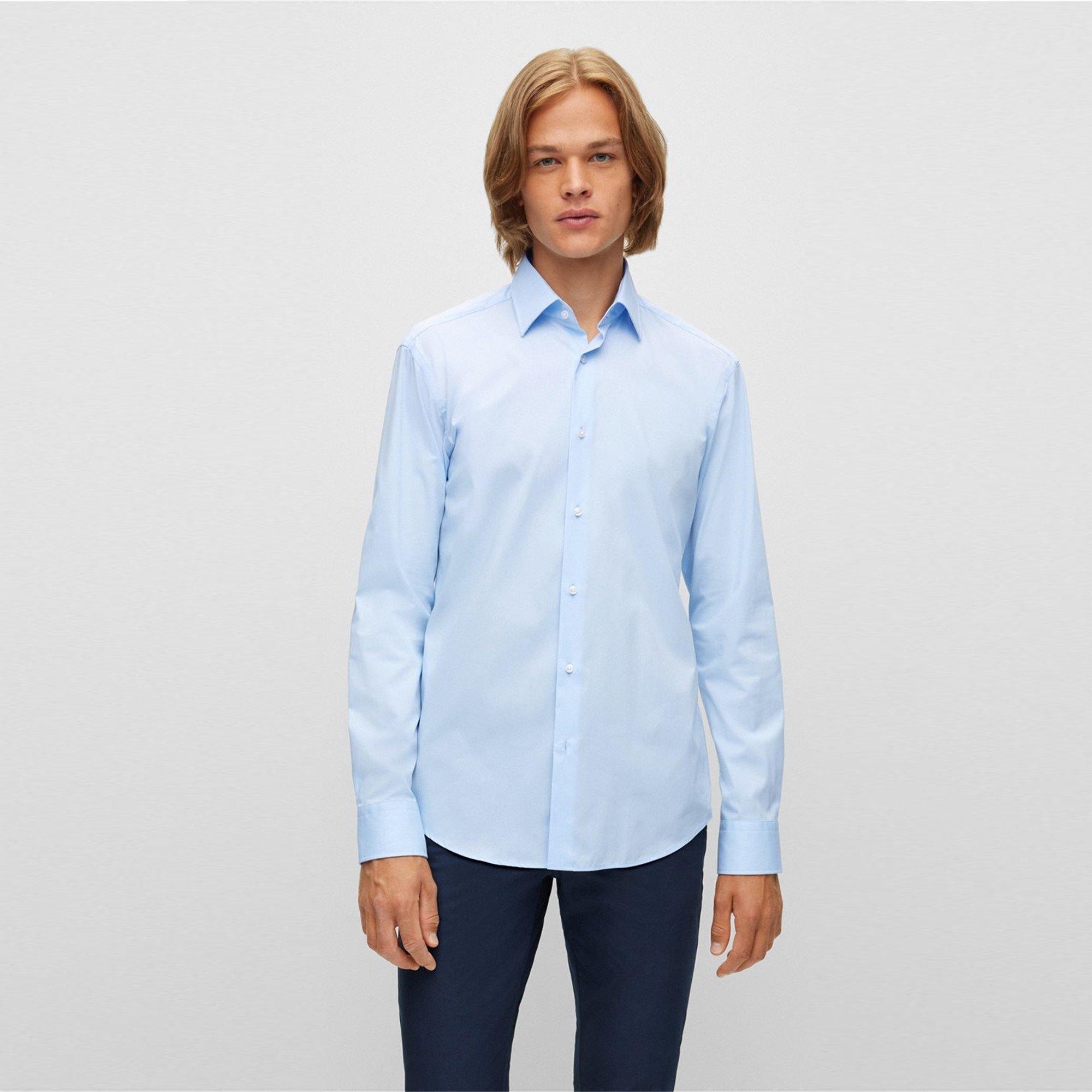 Blue - Boss - Men's H Joe Kent Long Sleeve Oxford Shirt - 2