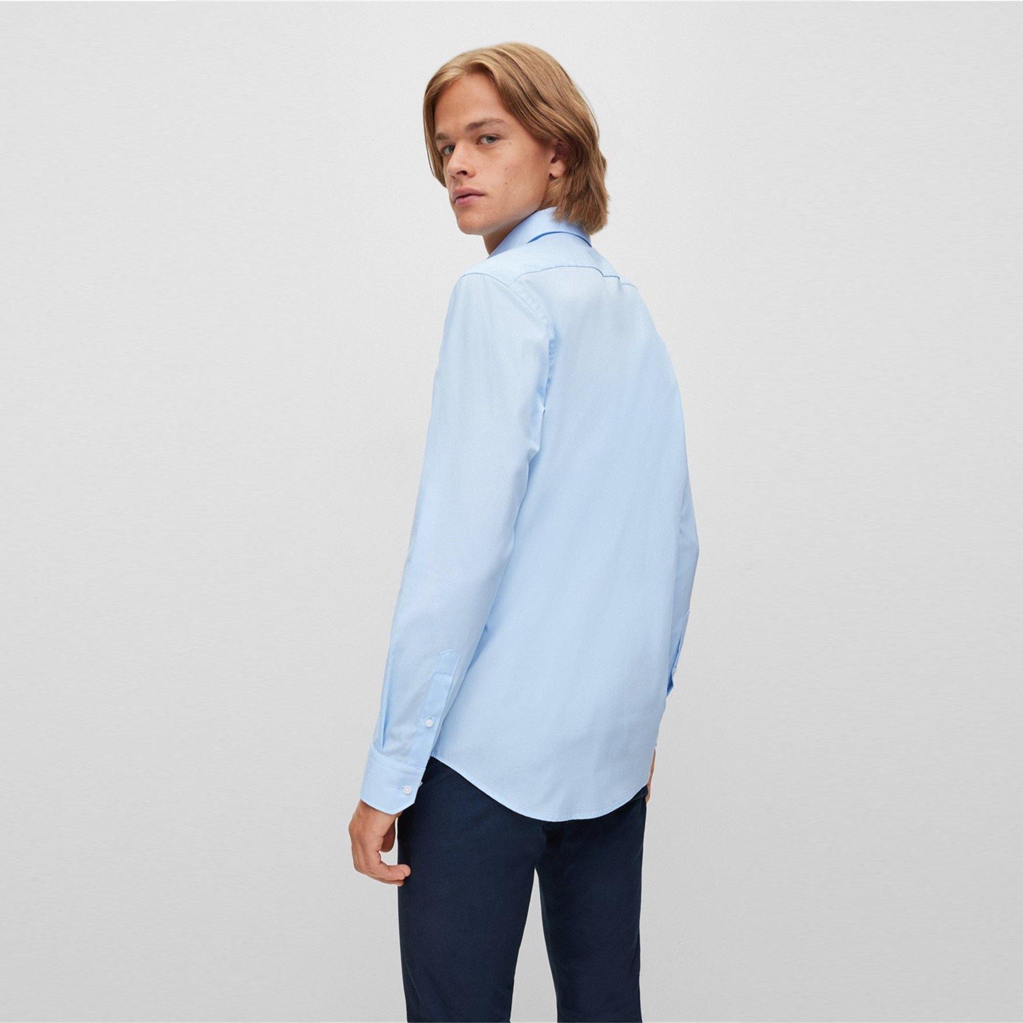Blue - Boss - Men's H Joe Kent Long Sleeve Oxford Shirt - 3