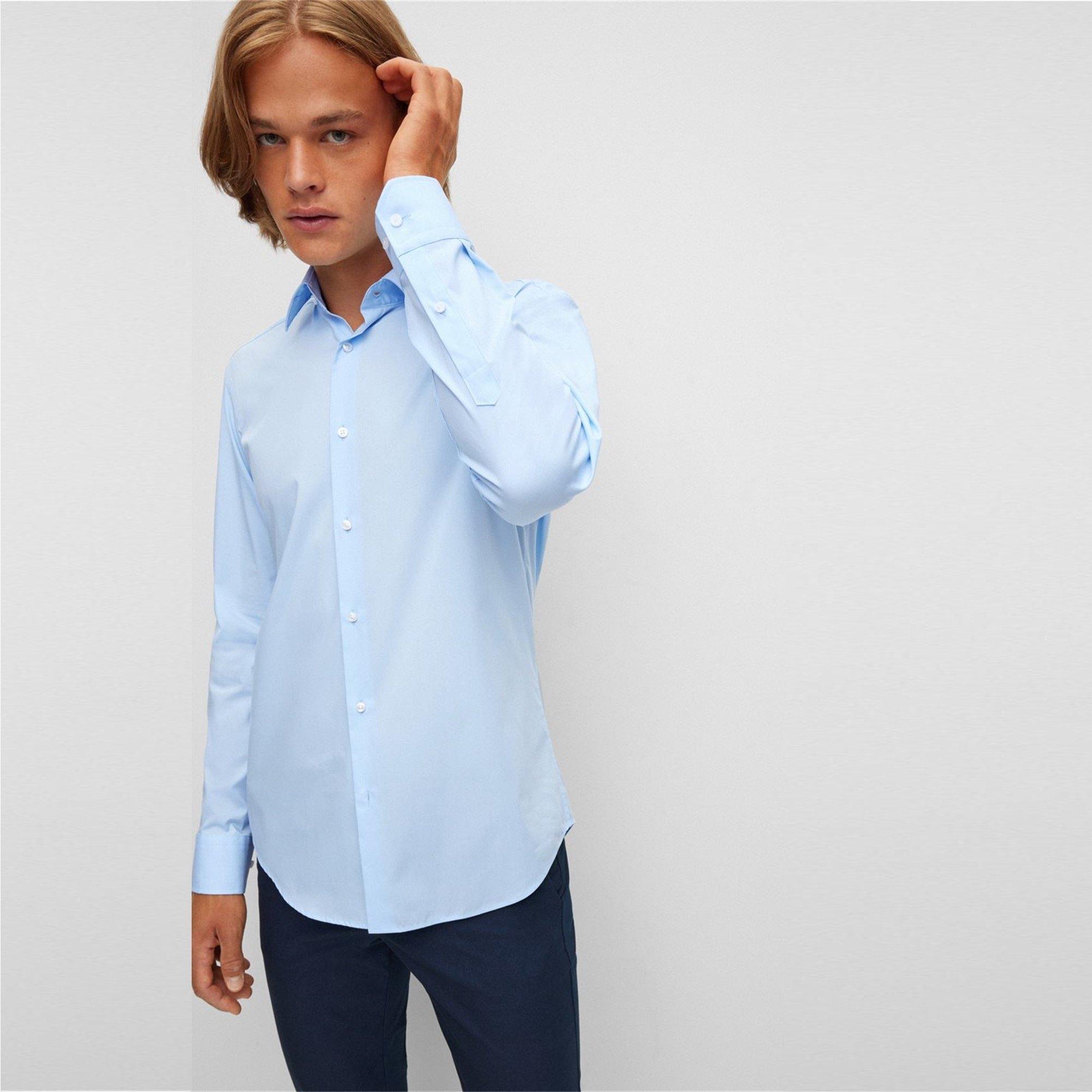 Blue - Boss - Men's H Joe Kent Long Sleeve Oxford Shirt - 5