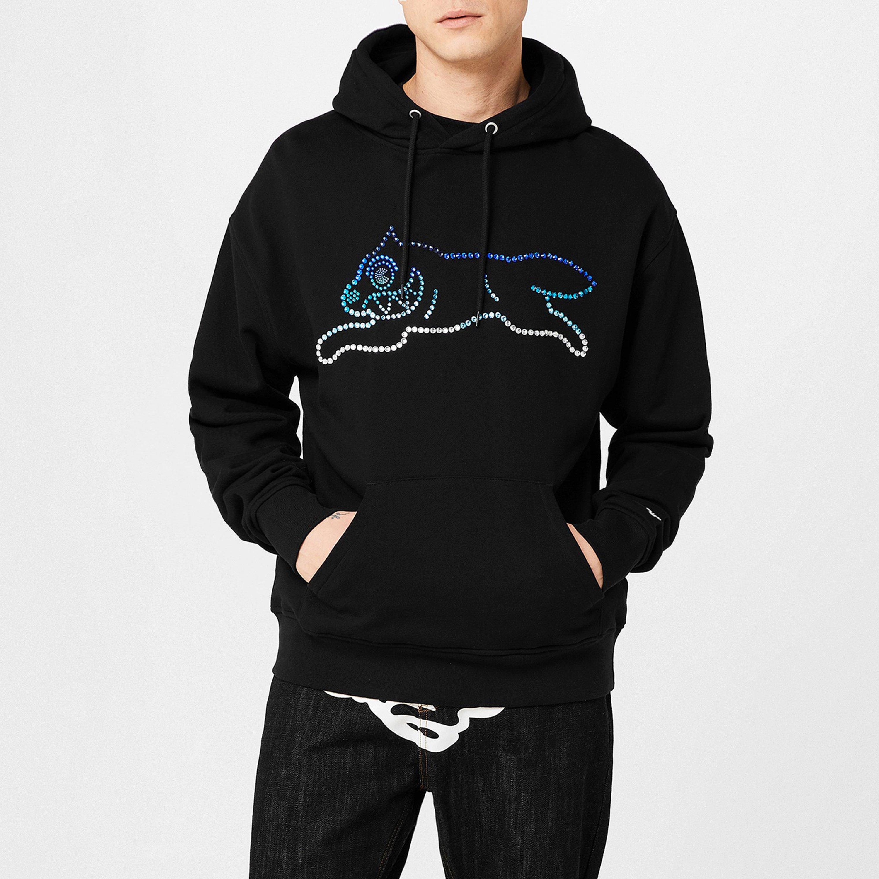 Black - ICECREAM - Crystal Embellished Running Dog Hoodie - 1