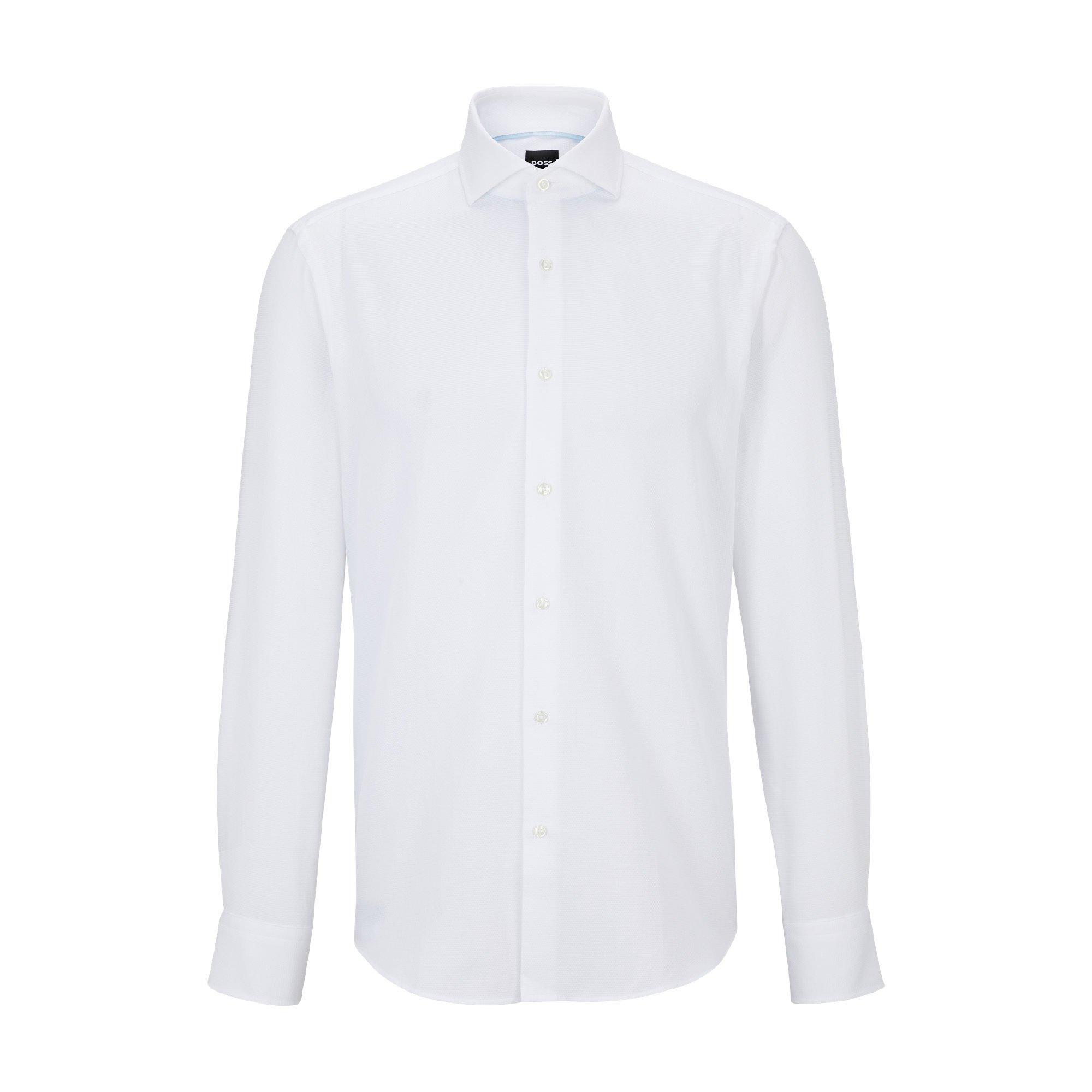 Boss Men's H Joe Long Sleeve Oxford Shirt - White - 17.75 inch