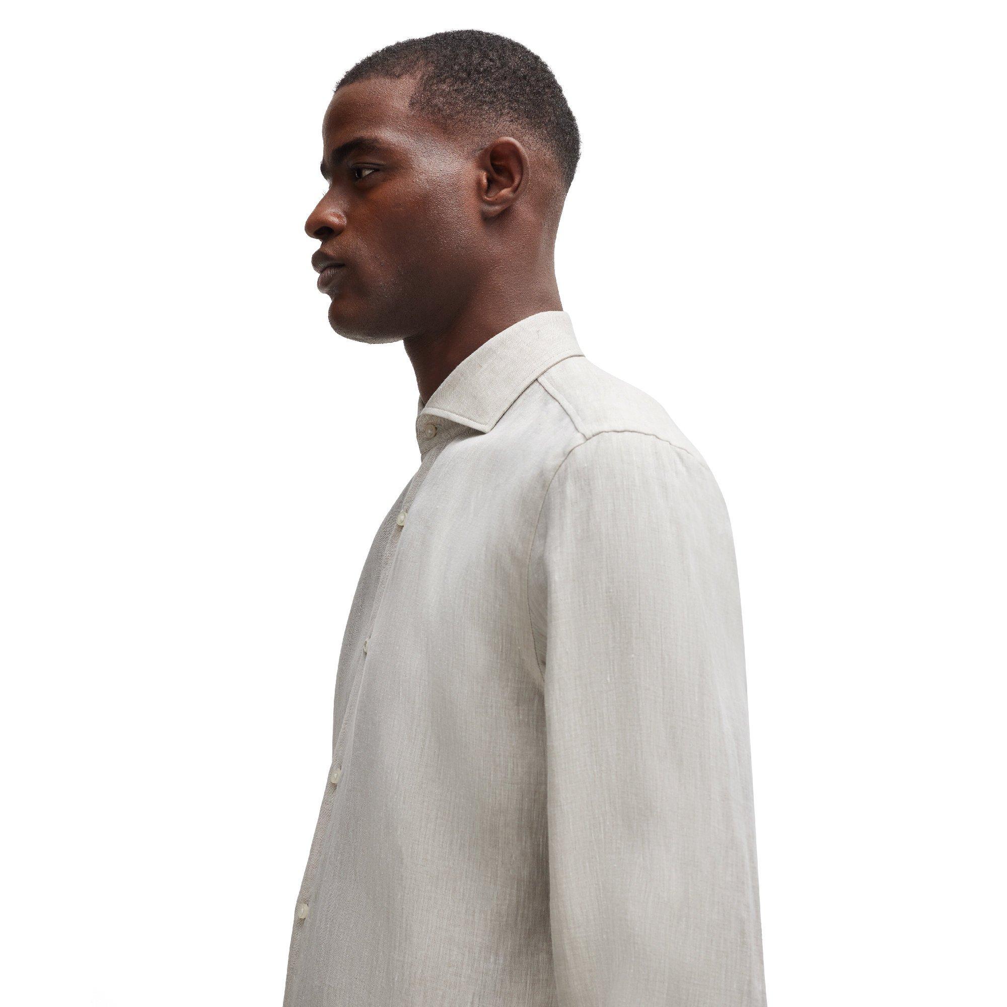 Beige - Boss - H-Hank-Spread-C1-222 10245742 Oxford Shirt Mens - 3