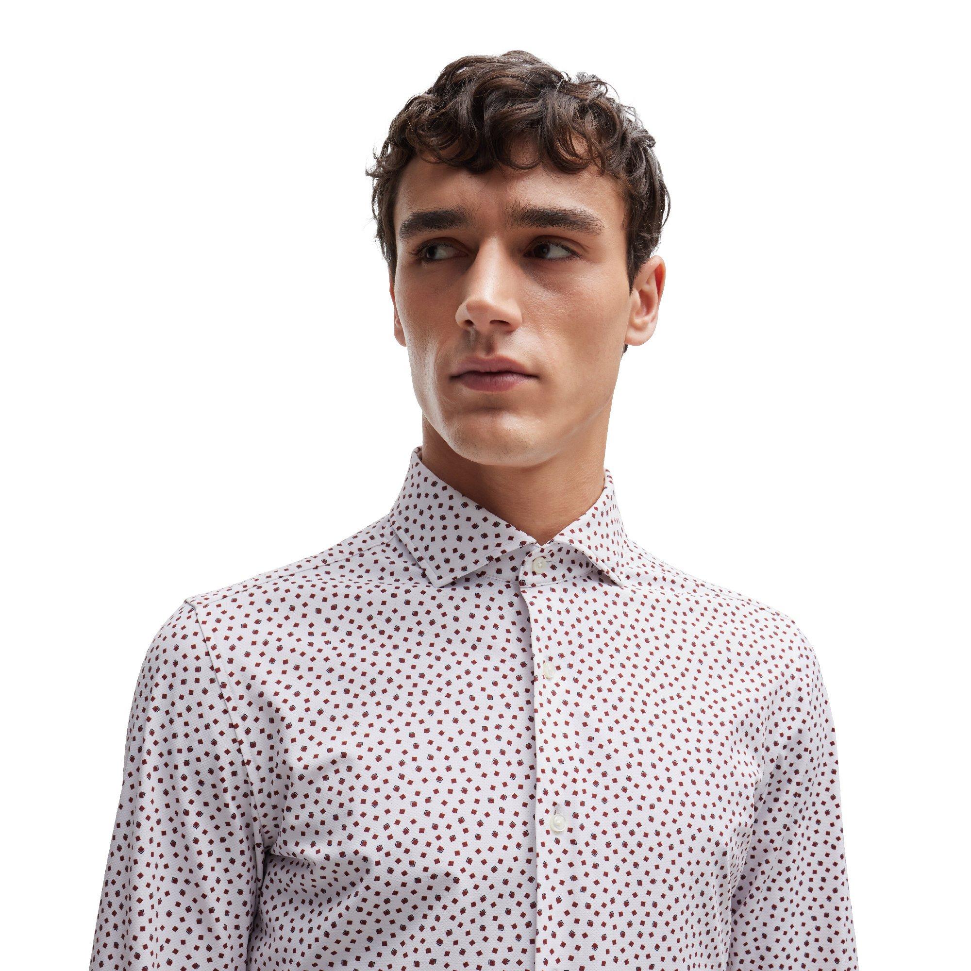 White - Boss - Men's P Hank Spread Long Sleeve Oxford Shirt - 4