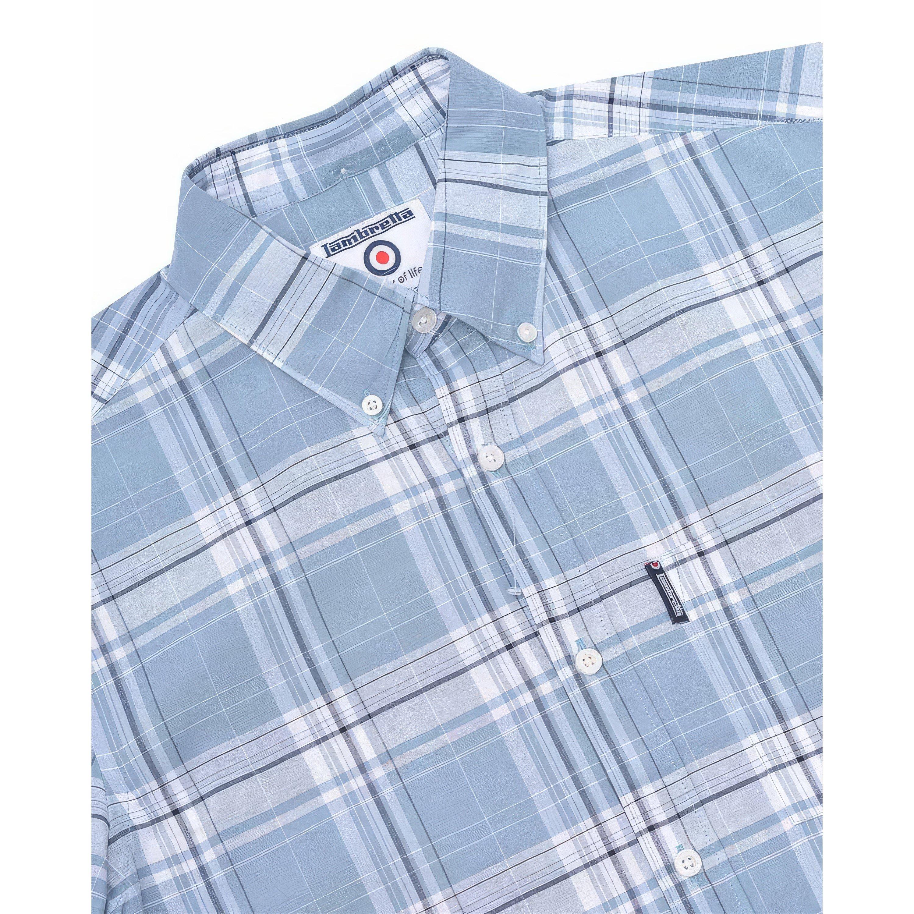 Blågrå - Lambretta - Men's Multi Check Short-Sleeve Shirt - 2