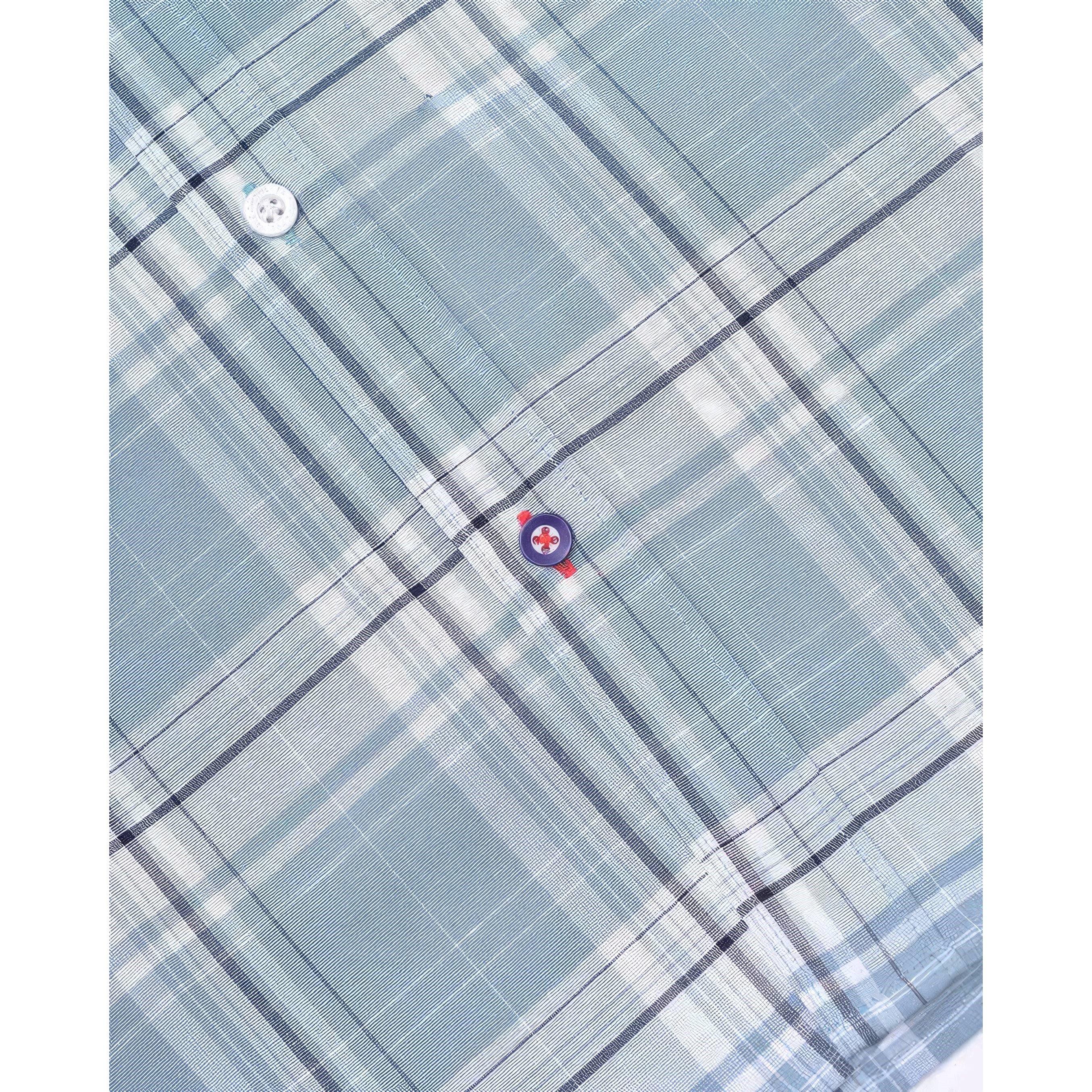 Blågrå - Lambretta - Men's Multi Check Short-Sleeve Shirt - 3