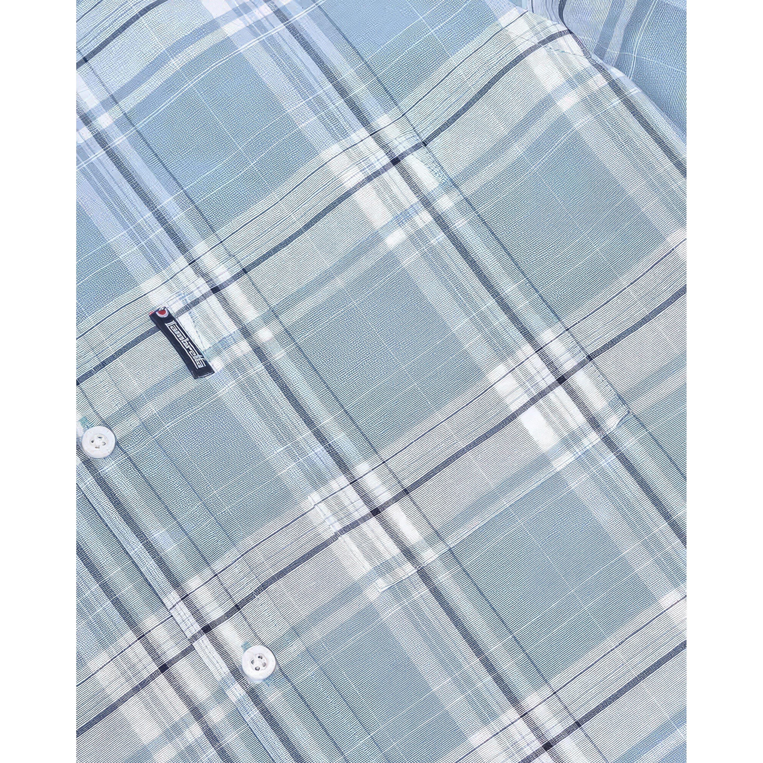 Blågrå - Lambretta - Men's Multi Check Short-Sleeve Shirt - 4