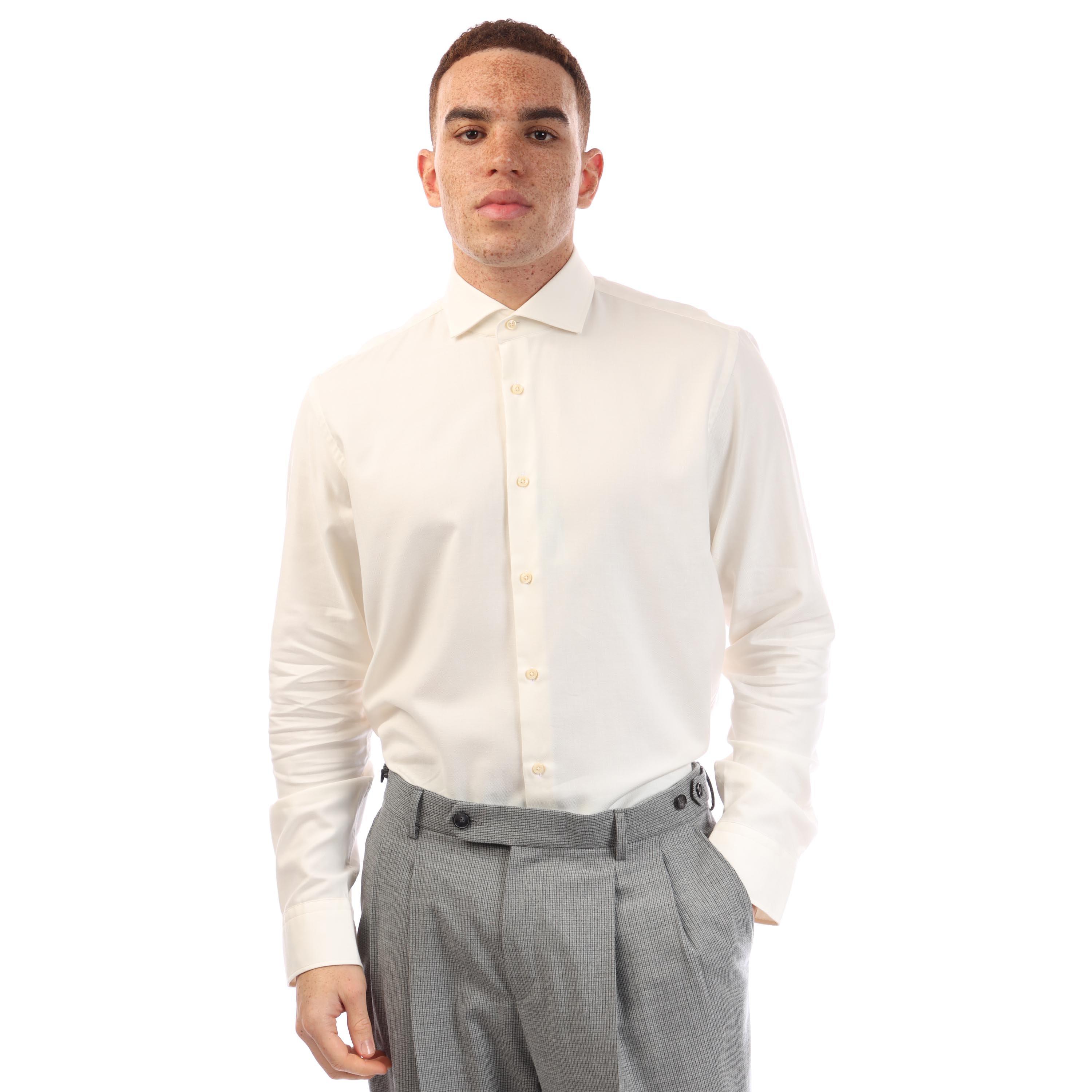 Boss Men's H Joe Spread Long Sleeve Oxford Shirt - White - 17.75 inch