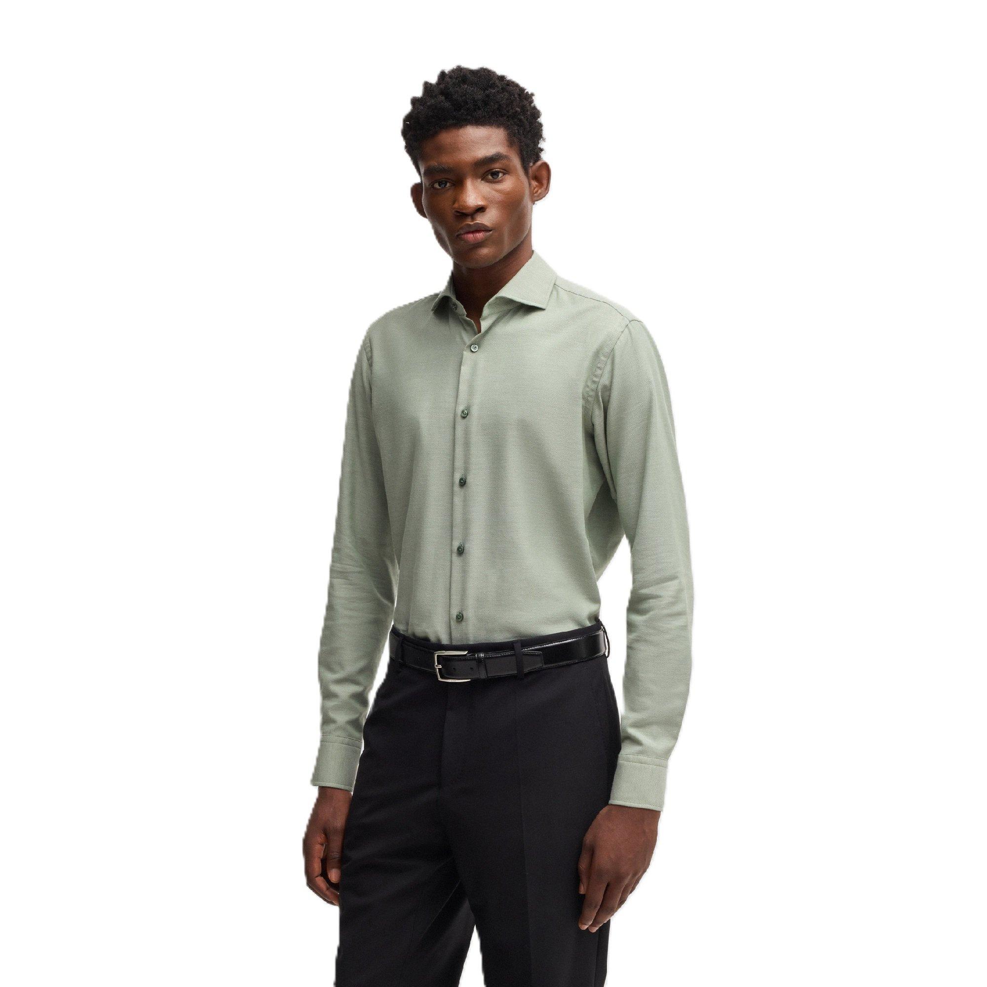 Green - Boss - Men's H Joe Spread Long Sleeve Oxford Shirt - 2